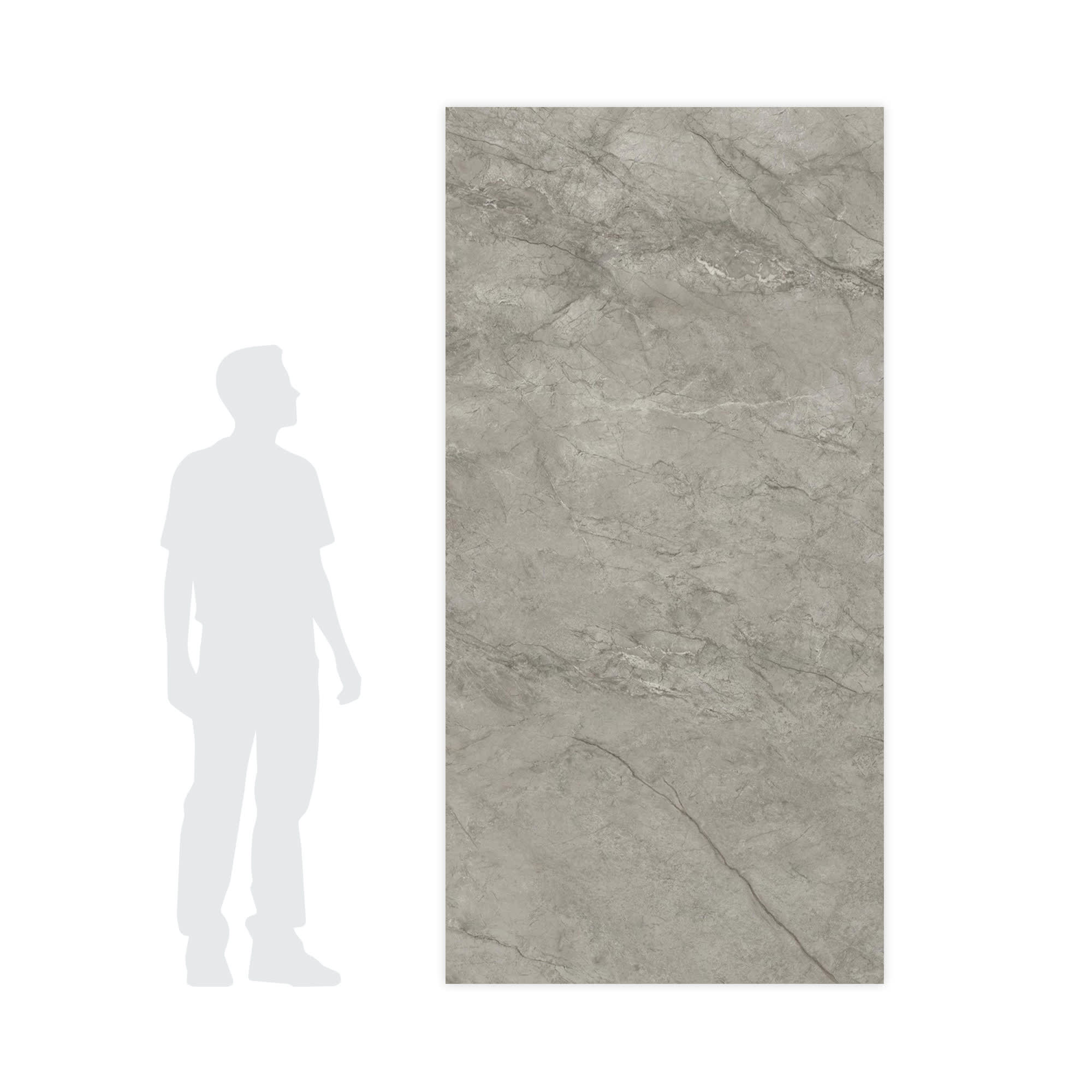 Carrelage effet Marbre Gris Royal 240x120x0,9 cm Brillant Orsiano - Mur intérieur