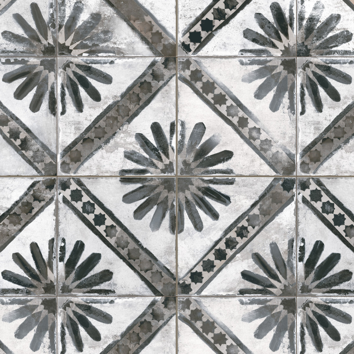 Carrelage Vintage effet Carreau ciment Gris 45x45x0,95 cm Solaria - Sol et mur intérieur