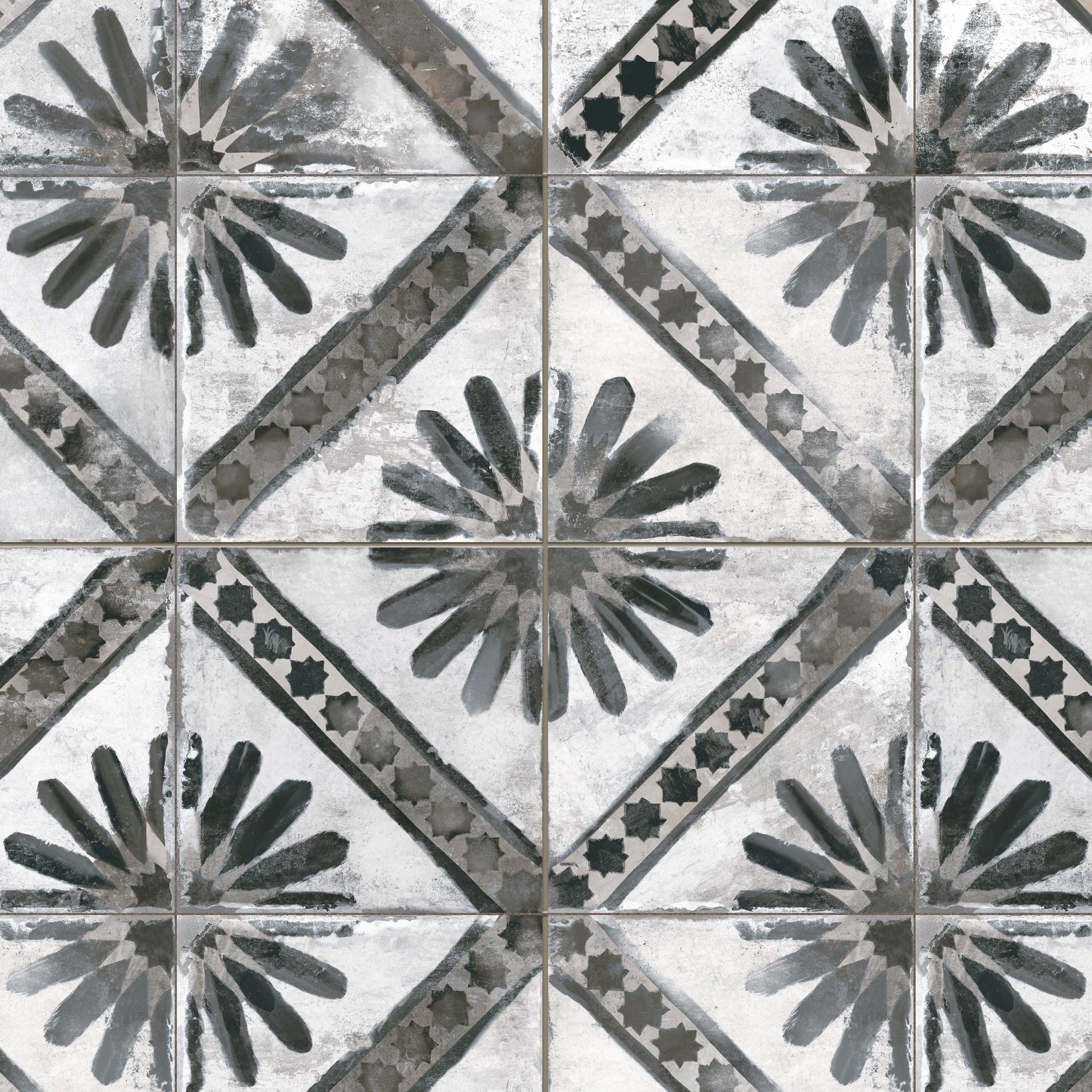 Carrelage Vintage effet Carreau ciment Gris 45x45x0,95 cm Solaria - Sol et mur intérieur