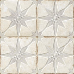 Carrelage Vintage effet Carreau ciment 3D Etoile Blanche et Fond Blanc 22,3x22,3x0,9 cm Sparta - Sol et mur intérieur