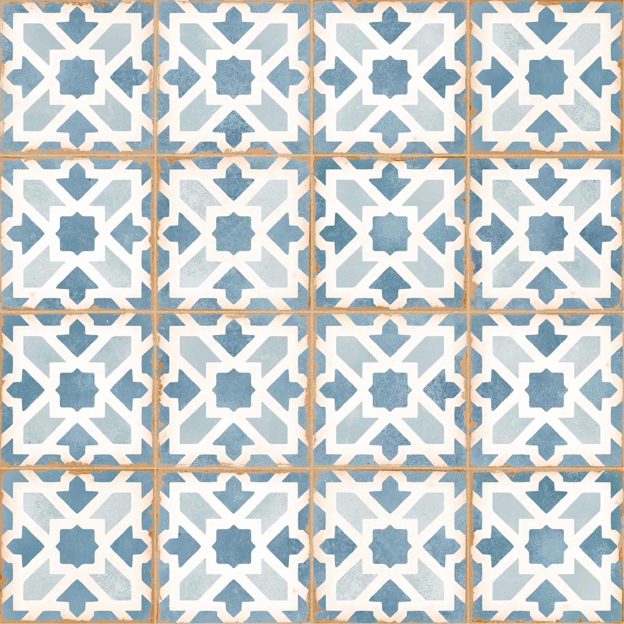 Carrelage effet Carreau ciment Alzari Bleu 12,4x12,4x0,8 cm Serano - Sol et mur intérieur