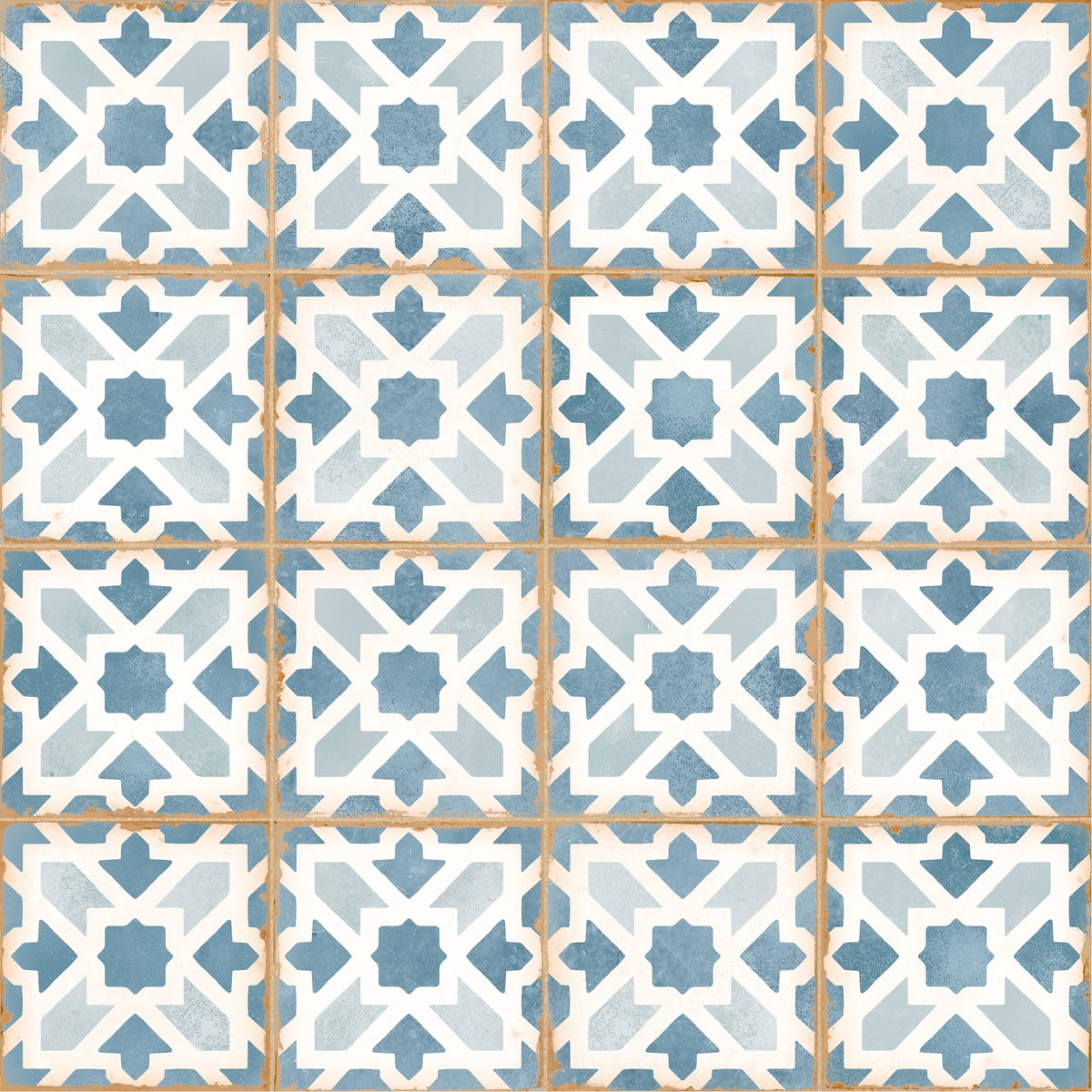 Carrelage effet Carreau ciment Alzari Bleu 12,4x12,4x0,8 cm Serano - Sol et mur intérieur