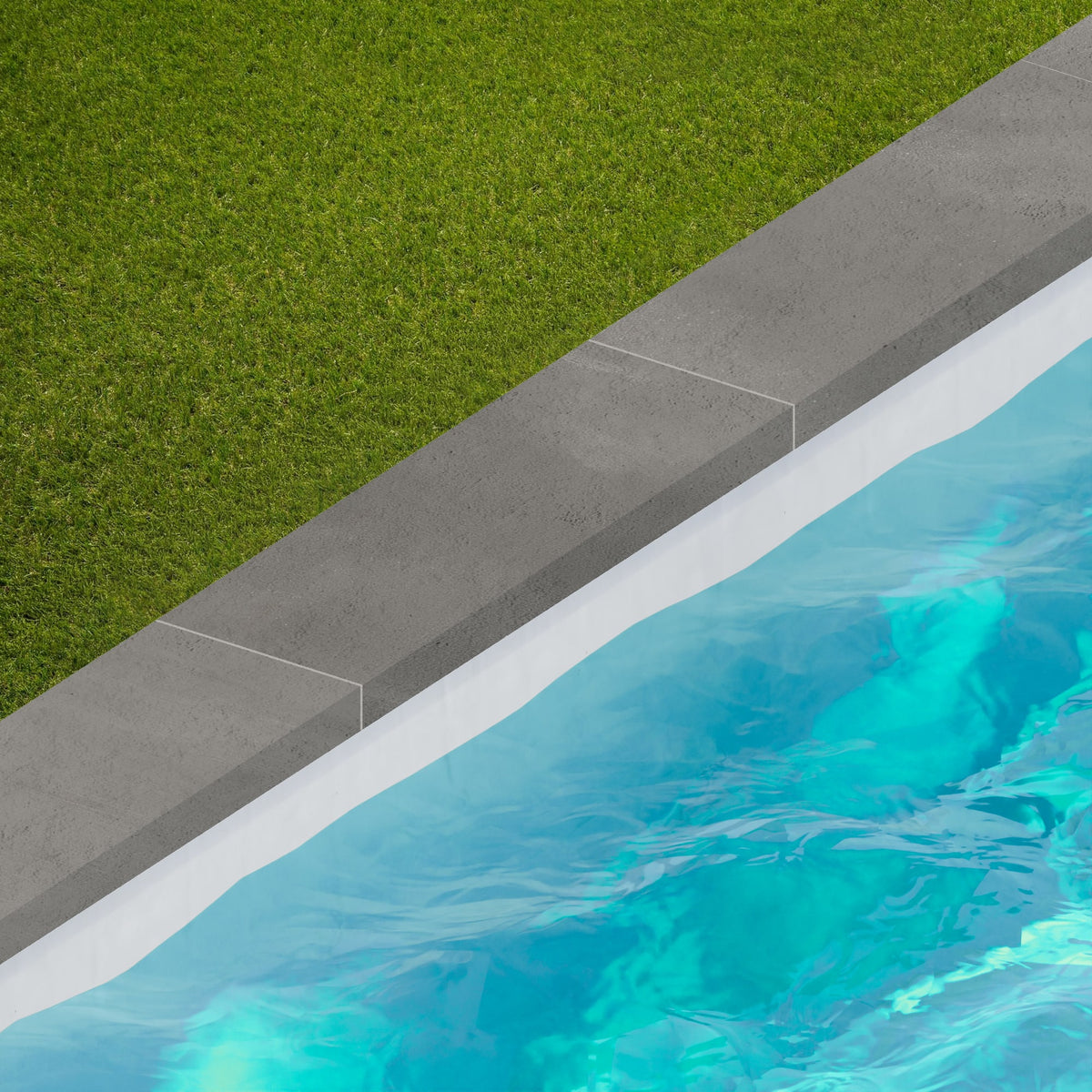 Margelle de piscine effet Béton Gris Ombre 60x20x2 cm Bord Droit avec retombée Gravino