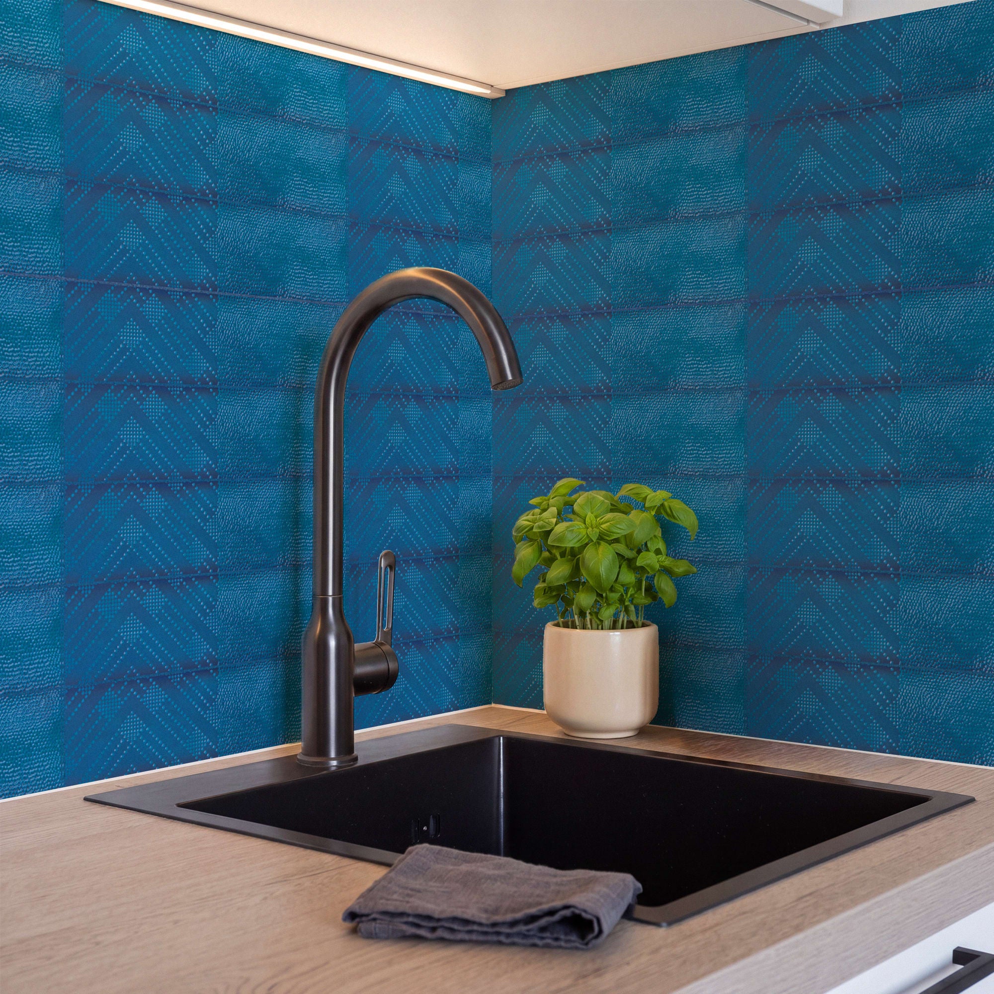 Carrelage effet Zellige Bleu 30x7,5x0,82 cm Salerno - Mur intérieur