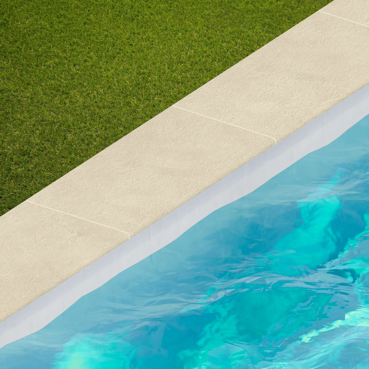 Margelle de piscine effet Béton Beige Chanvre 60x30x2 cm Bord 1/2 Rond Talvoro