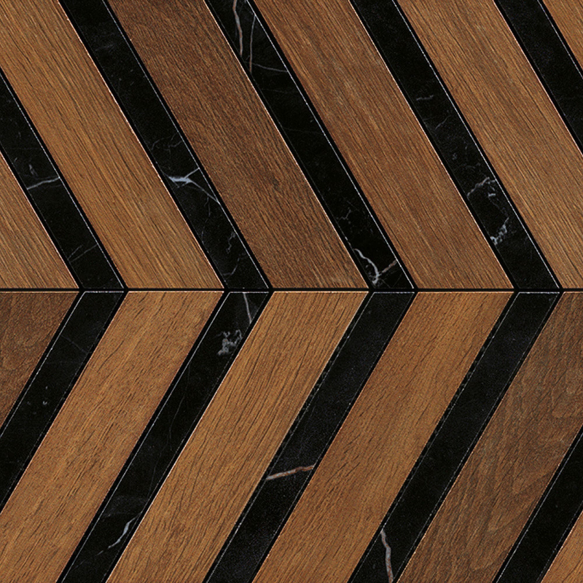 Carrelage effet Parquet Bois Chêne Cognac Chevron Pointe de Hongrie 29,4x28,7x0,95 cm Mat Lorenta - Sol et mur intérieur