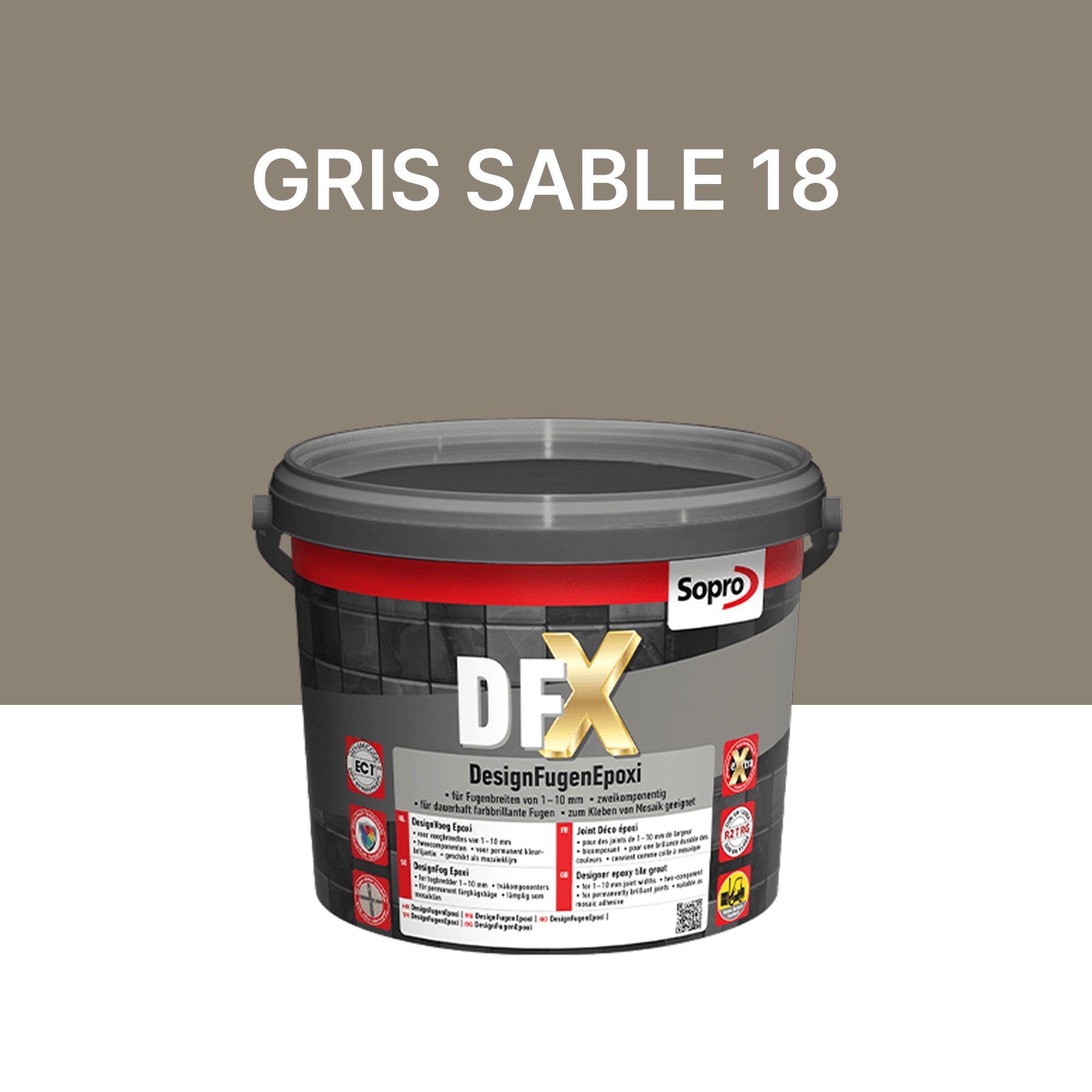 Joint / Colle époxy carrelage et piscine - Gris sable 18 - Sopro DFX - 3 kg