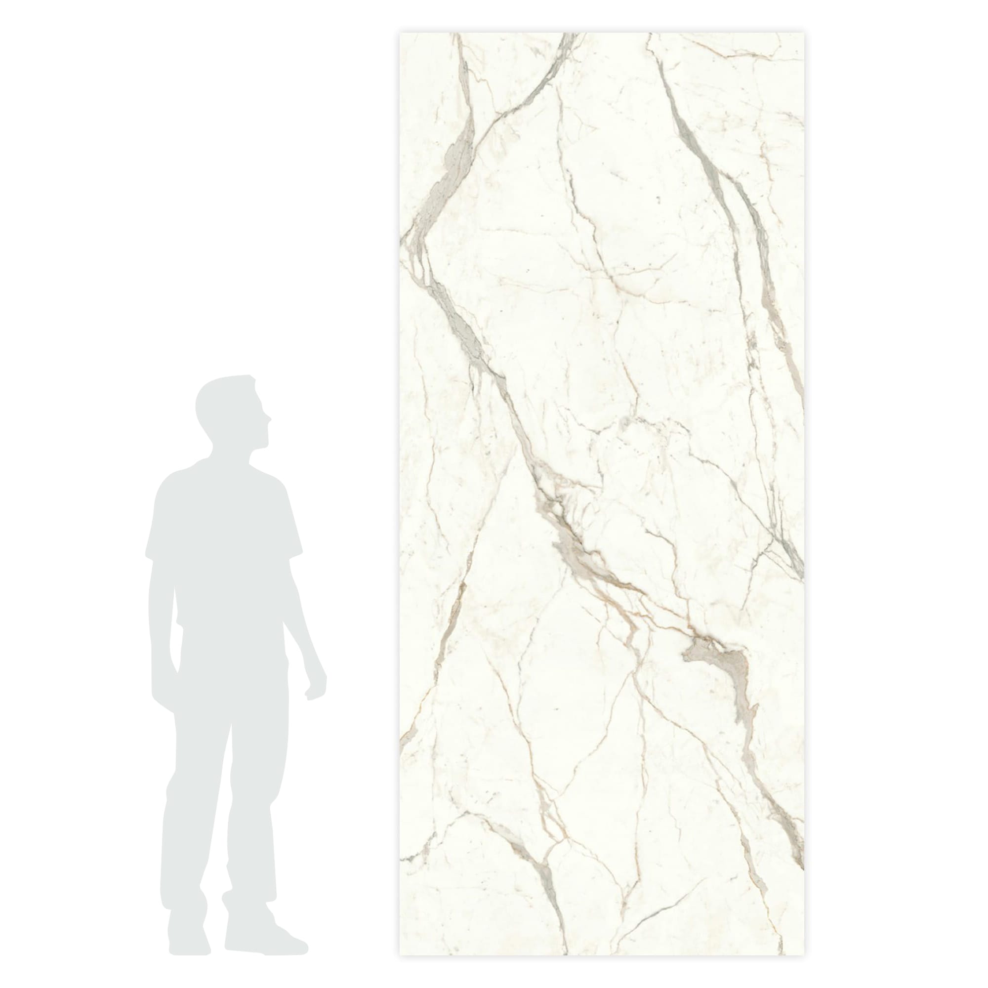 Carrelage effet Marbre Blanc Calacatta Prima Bookmatch B 278x120x0,6 cm Brillant Faventa - Mur intérieur
