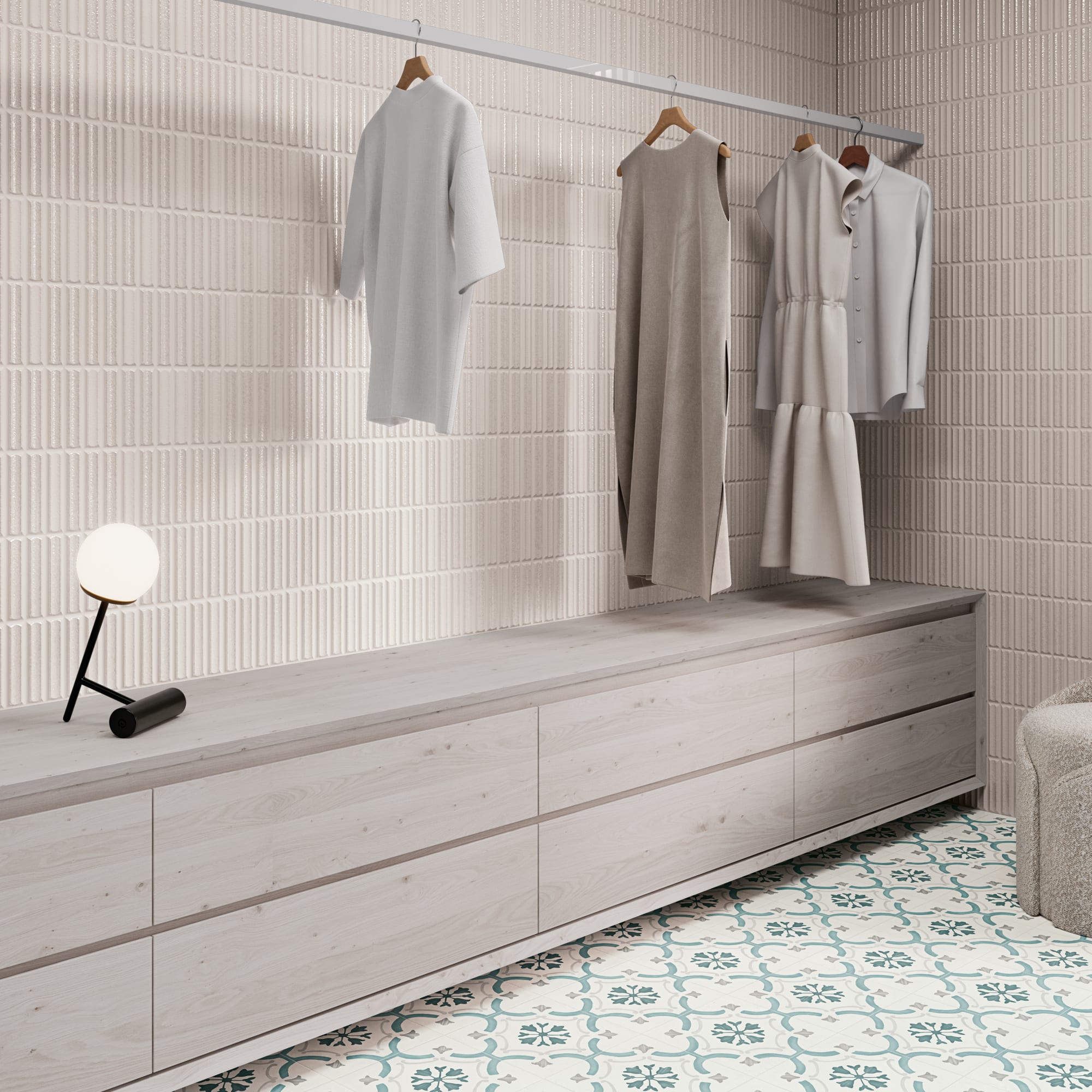 Carrelage 3D Gris Clair 40x20x1,4 cm Movira - Mur intérieur