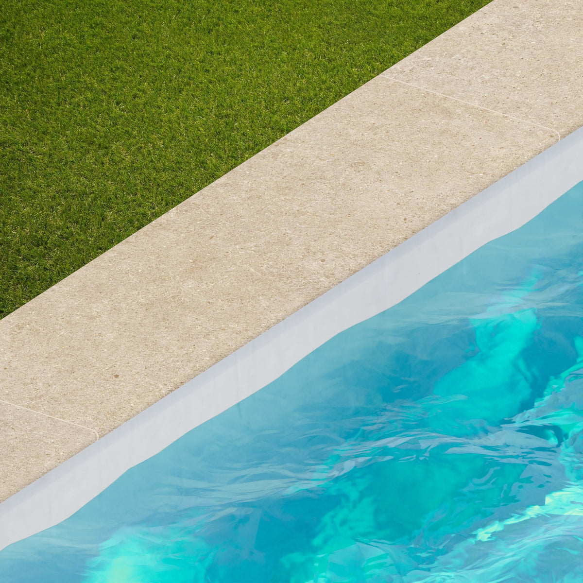Margelle de piscine effet Pierre Calcaire Beige Sable 120x33x2 cm Bord 1/2 Rond Domella