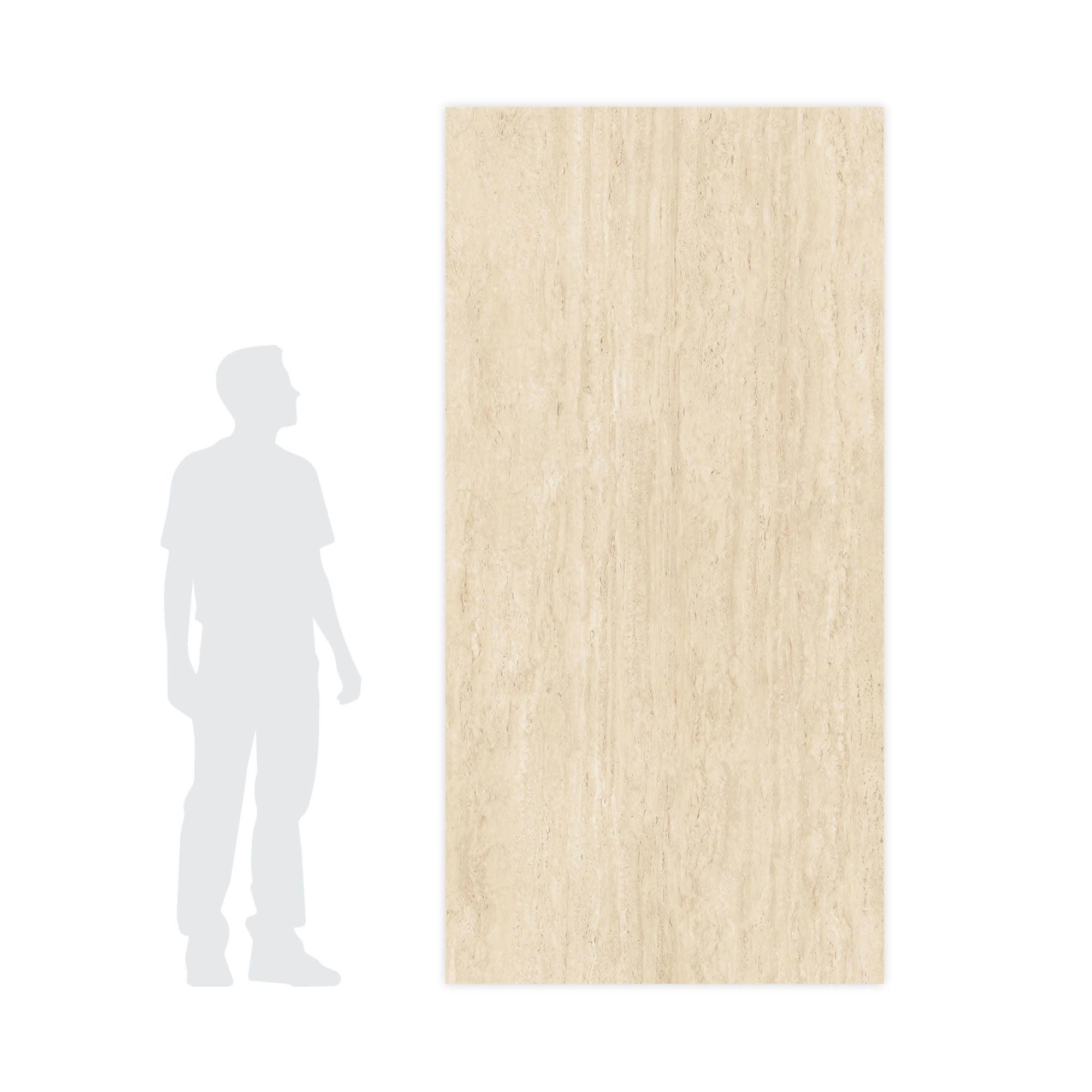 Carrelage effet Travertin Beige Vein Cut 240x120x0,9 cm Mat Neravio - Mur intérieur