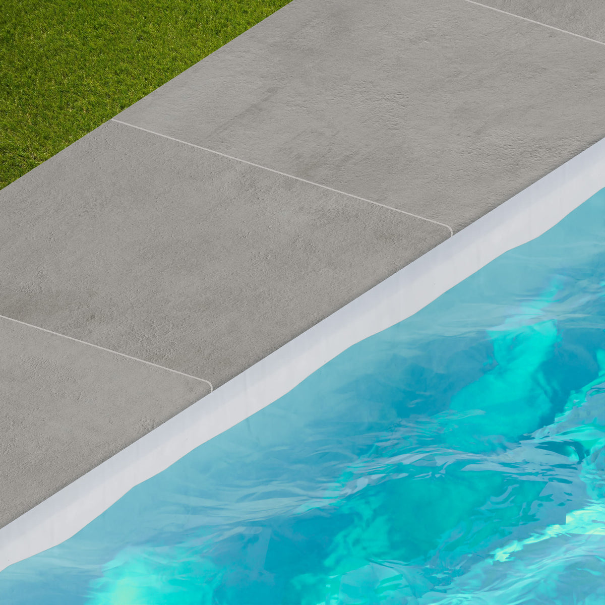 Margelle de piscine effet Béton Gris Cendré 60x60x2 cm Bord 1/2 Rond Gravino
