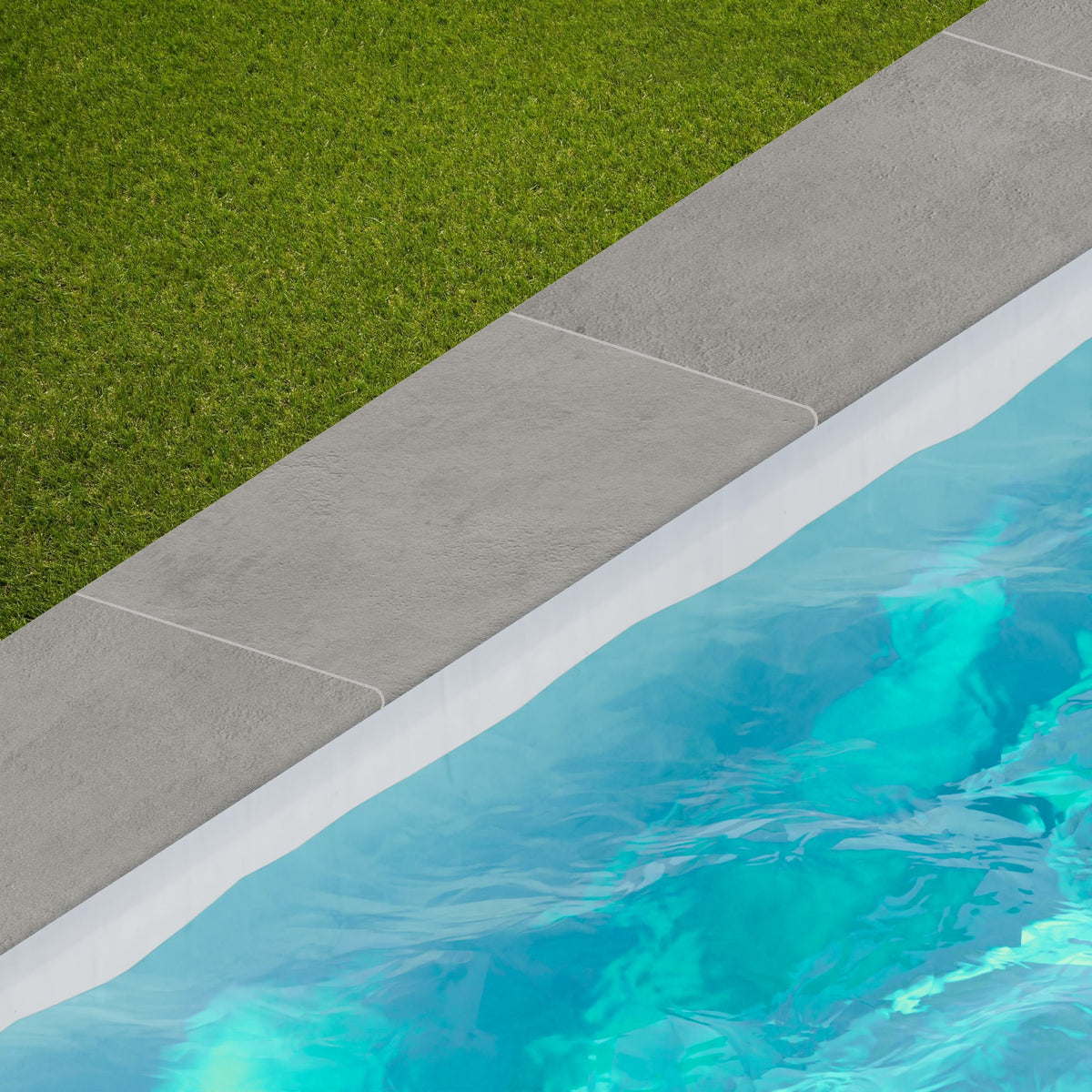 Margelle de piscine effet Béton Gris Cendré 60x30x2 cm Bord 1/2 Rond Gravino