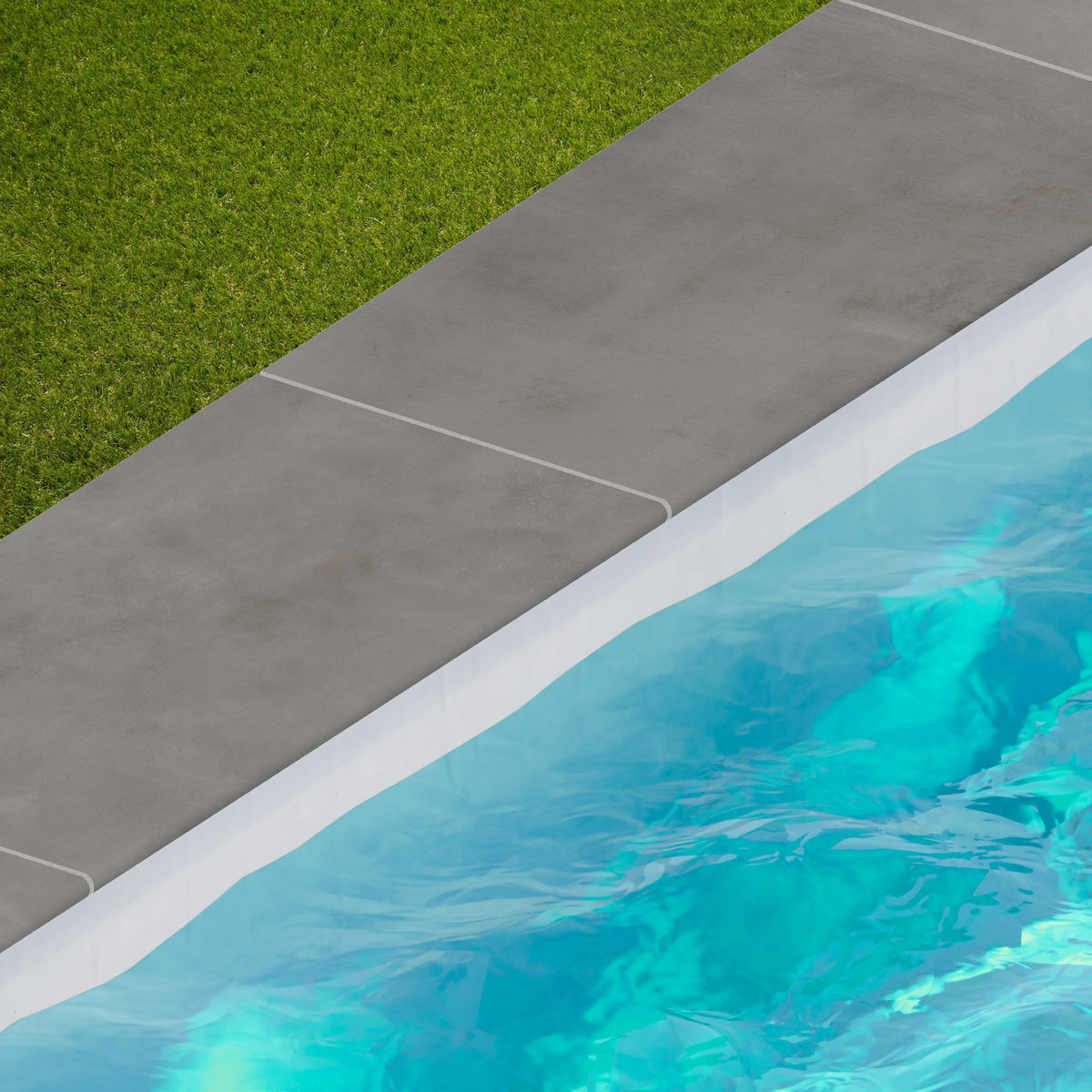 Margelle de piscine effet Béton Gris Ombre 80x40x2 cm Bord 1/2 Rond Gravino