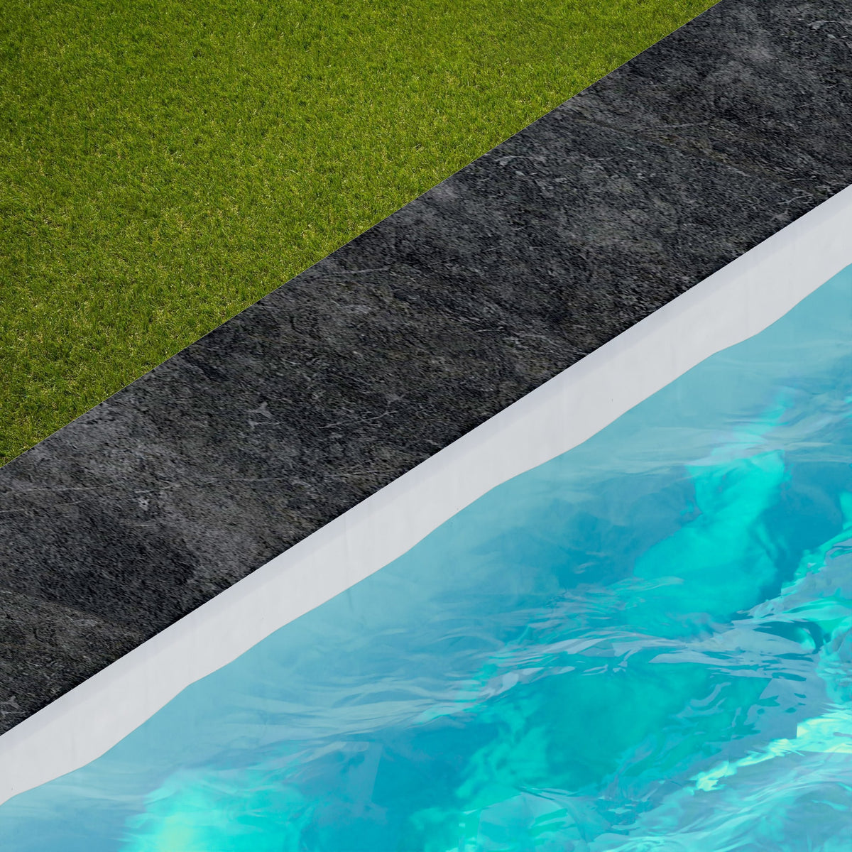 Margelle de piscine effet Pierre Quartzite Gris Dark 120x33x2 cm Bord 1/2 Rond Teravio