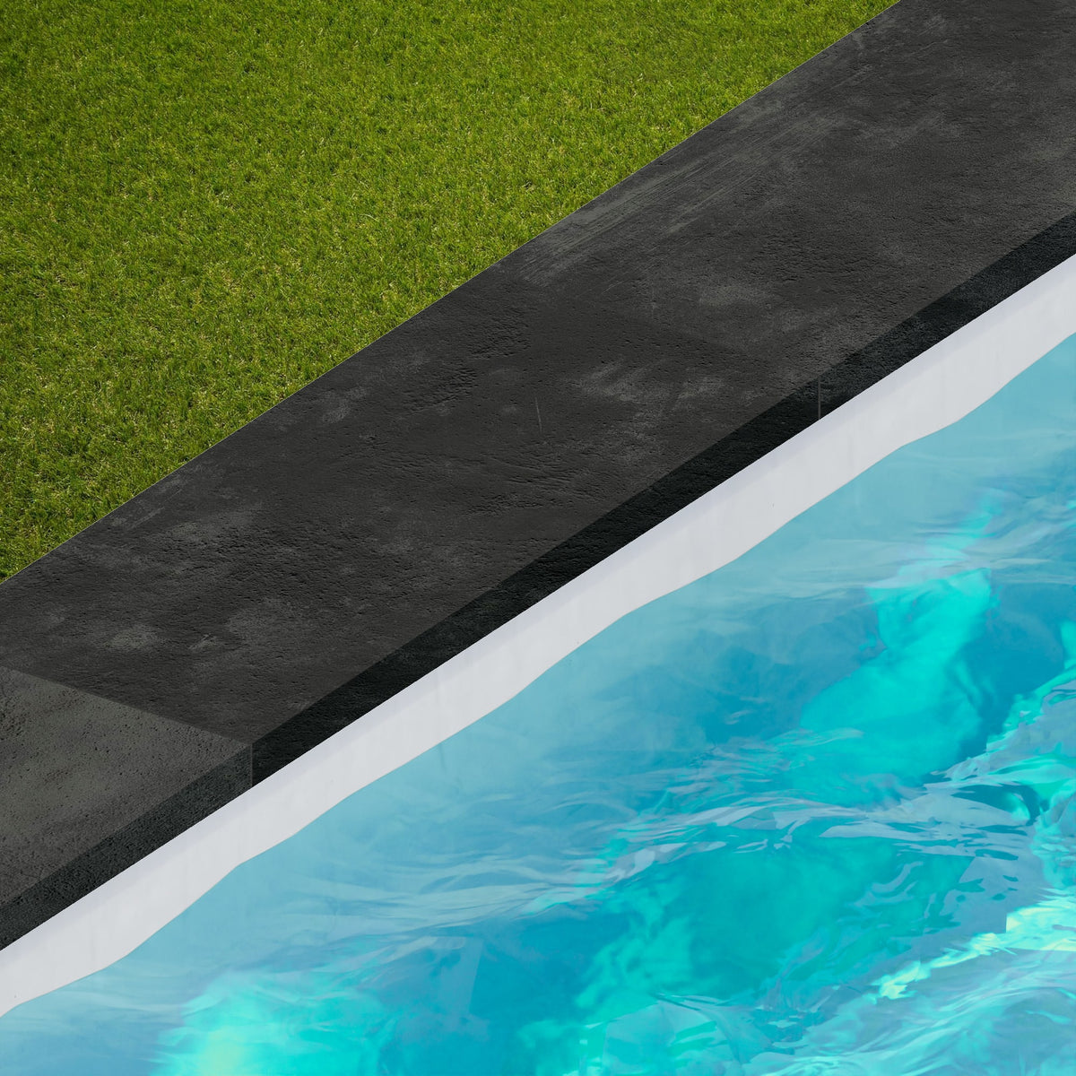 Margelle de piscine effet Béton Gris Nuit 80x33x2 cm Bord Droit avec retombée Gravino