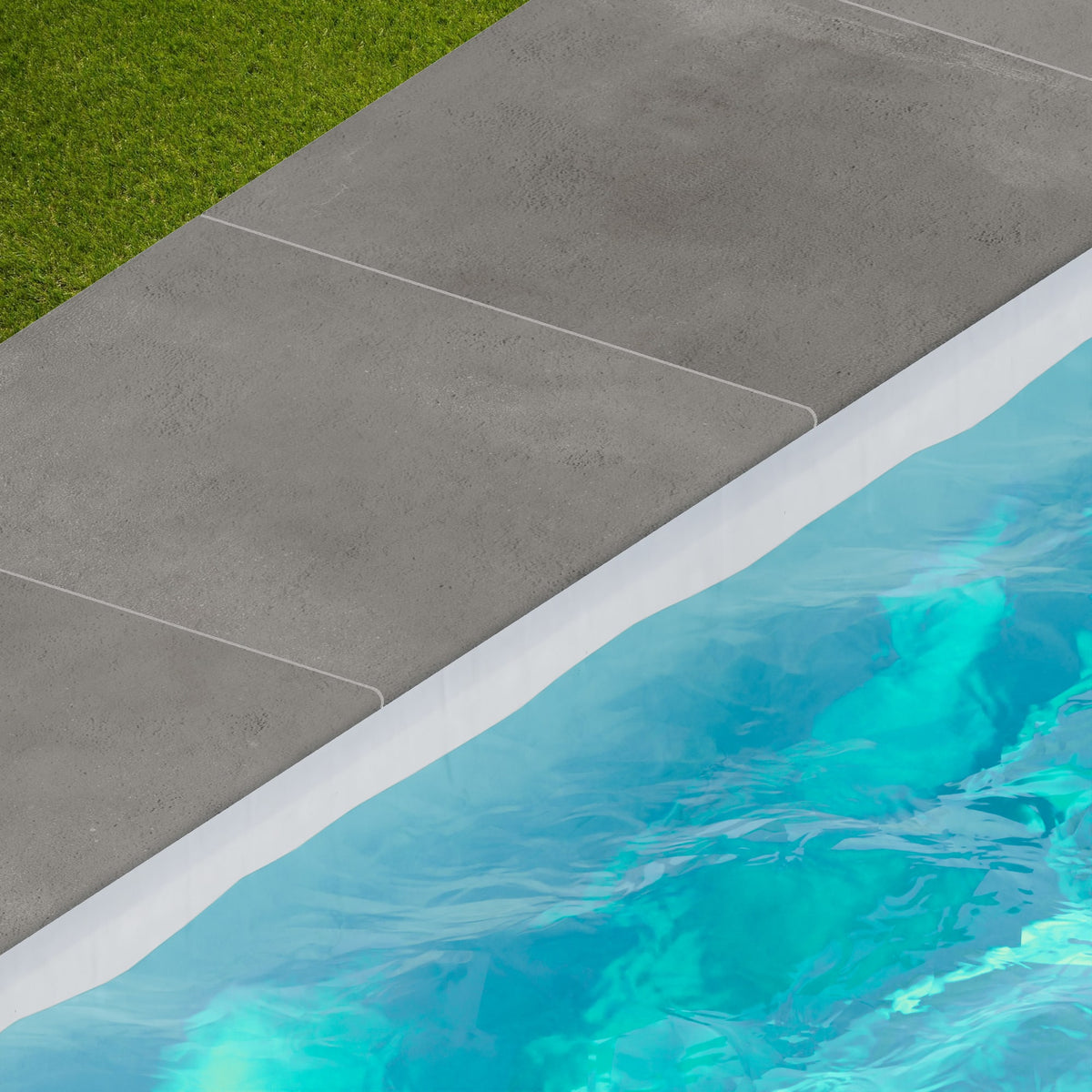 Margelle de piscine effet Béton Gris Ombre 60x60x2 cm Bord 1/2 Rond Gravino