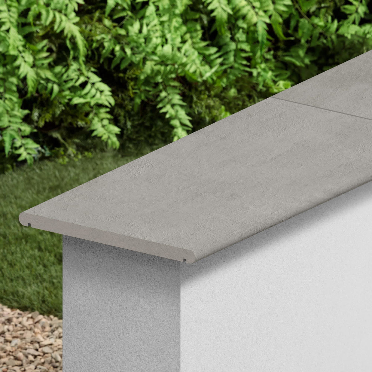 Couvertine effet Béton Gris Cendré 60x30x2 cm Bord 1/2 Rond Double Larmier Gravino
