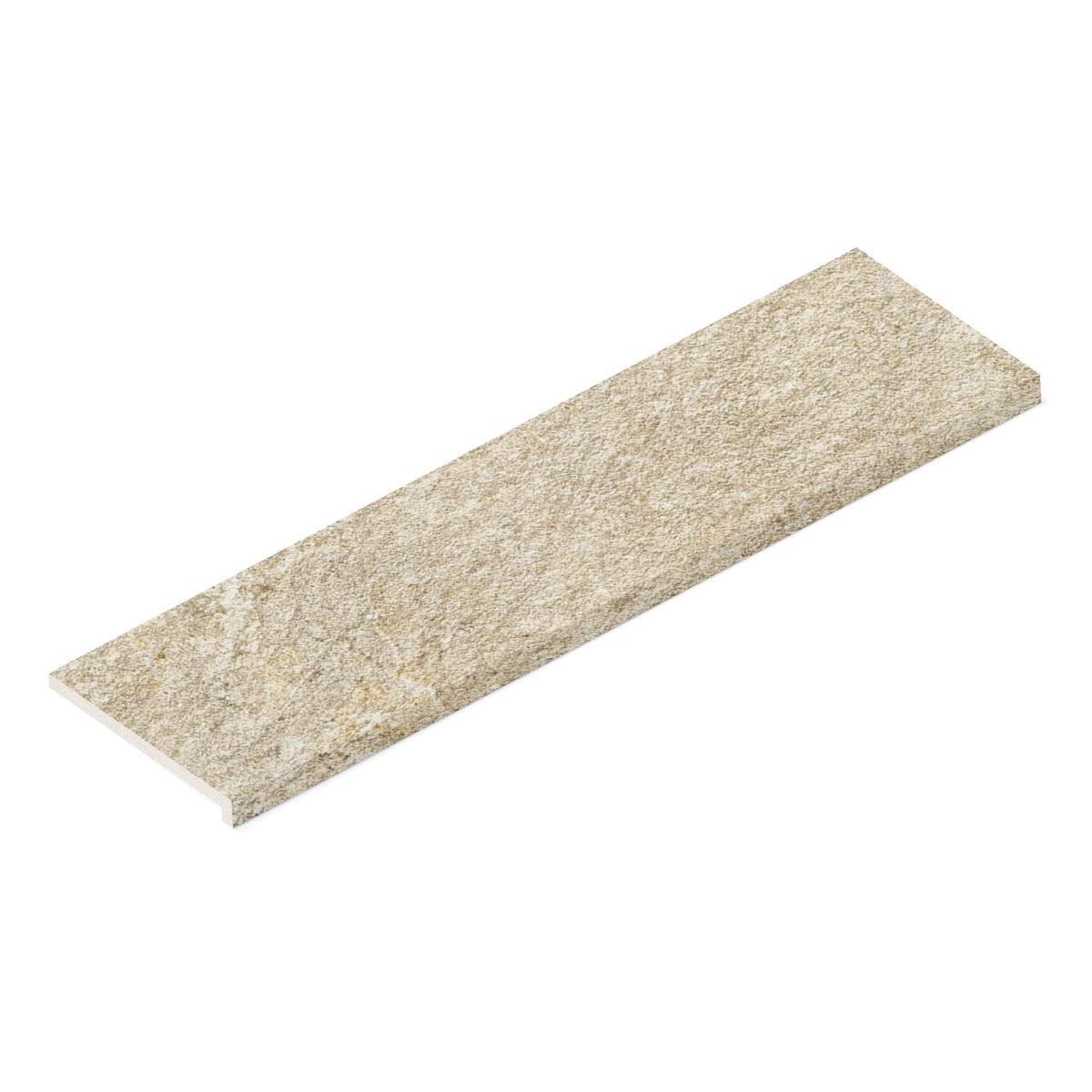 Margelle de piscine effet Pierre Quartzite Gris Beige 120x33x2 cm Bord Droit avec retombée Salvero