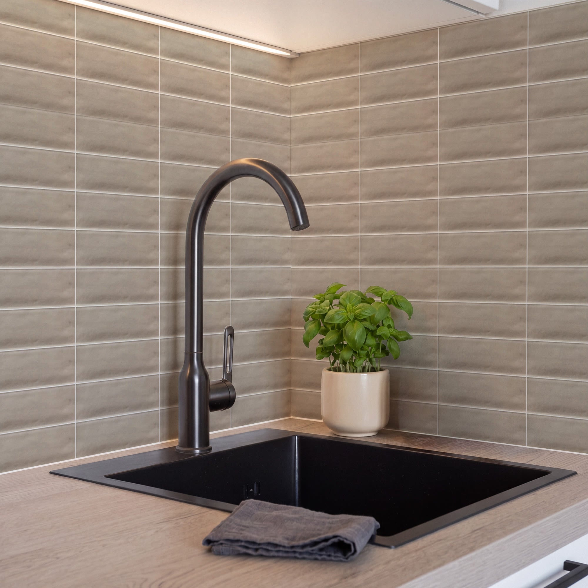 Carrelage effet Zellige Greige 14,6x4,8x0,8 cm Mat Bravio - Sol et mur intérieur