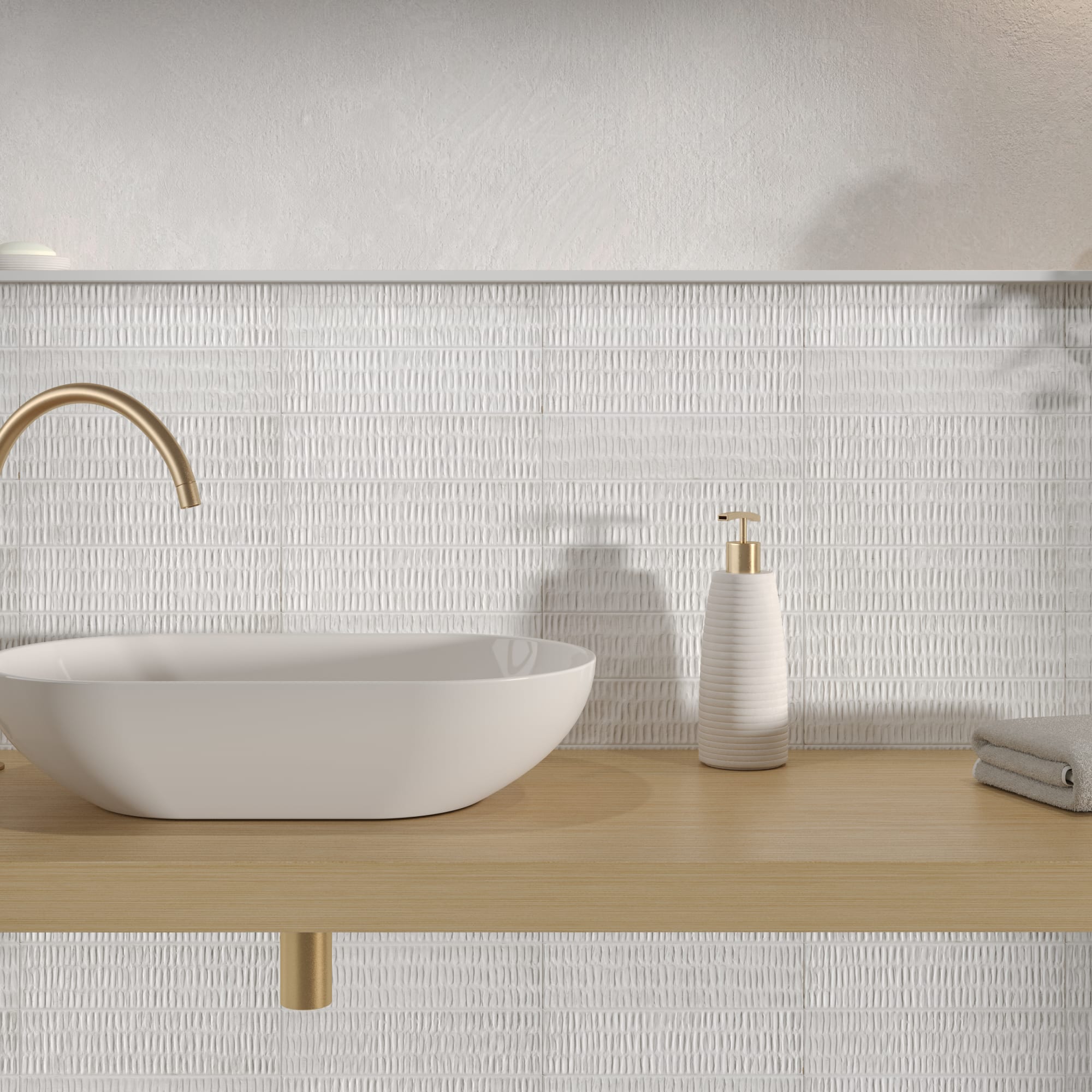Carrelage effet Zellige 3D Blanc Seed 24,6x6x0,85 cm Azurel - Sol et mur intérieur