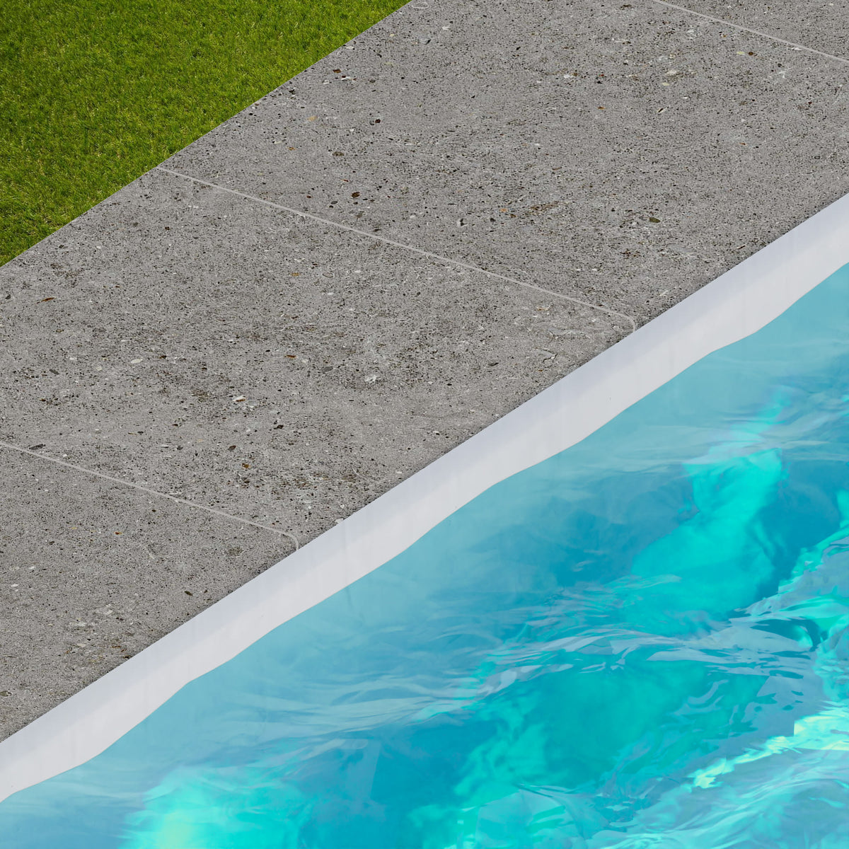 Margelle de piscine effet Pierre Calcaire Gris Fumé 60x60x2 cm Bord 1/2 Rond Domella
