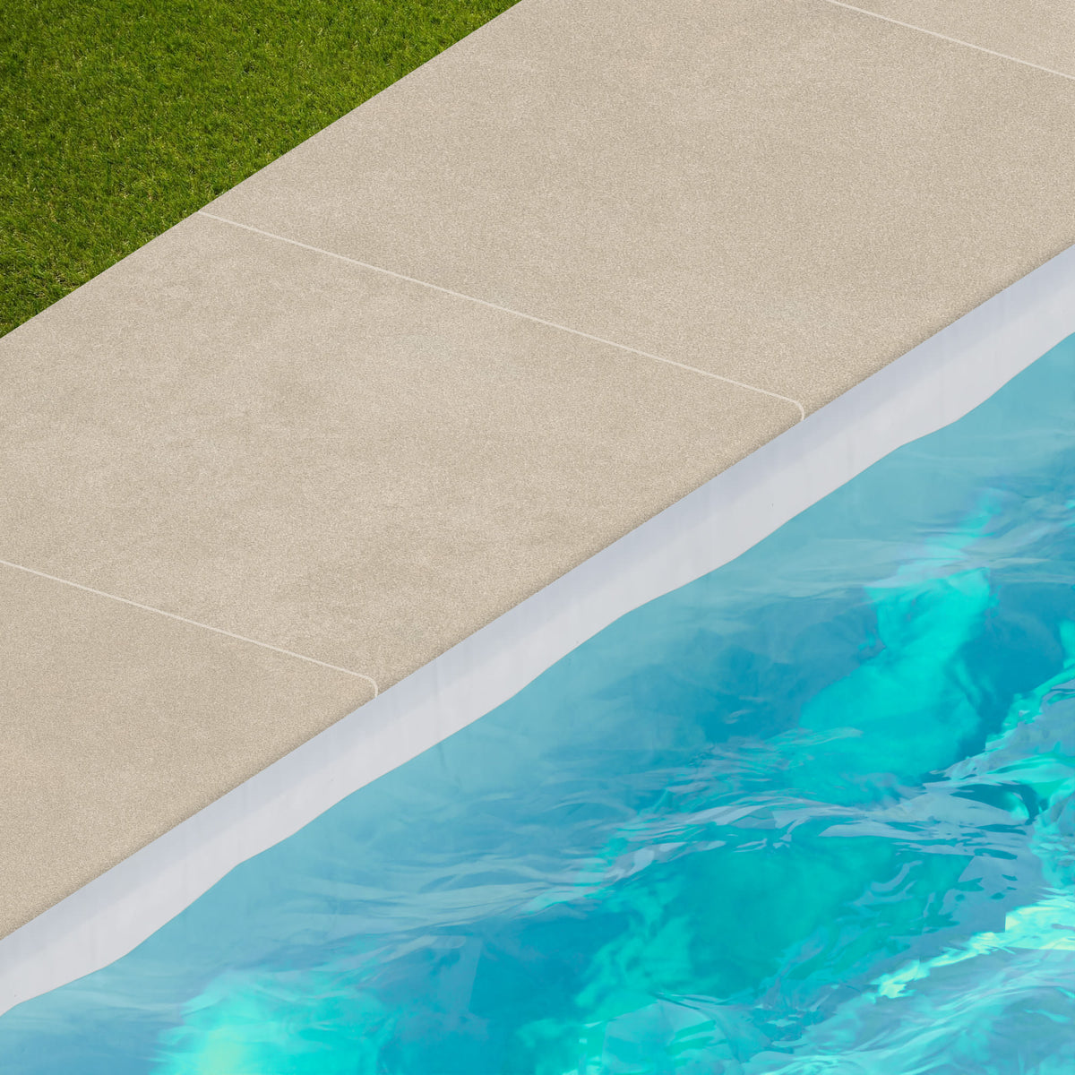 Margelle de piscine effet Béton Beige Crème 60x60x2 cm Bord 1/2 Rond Vetrano