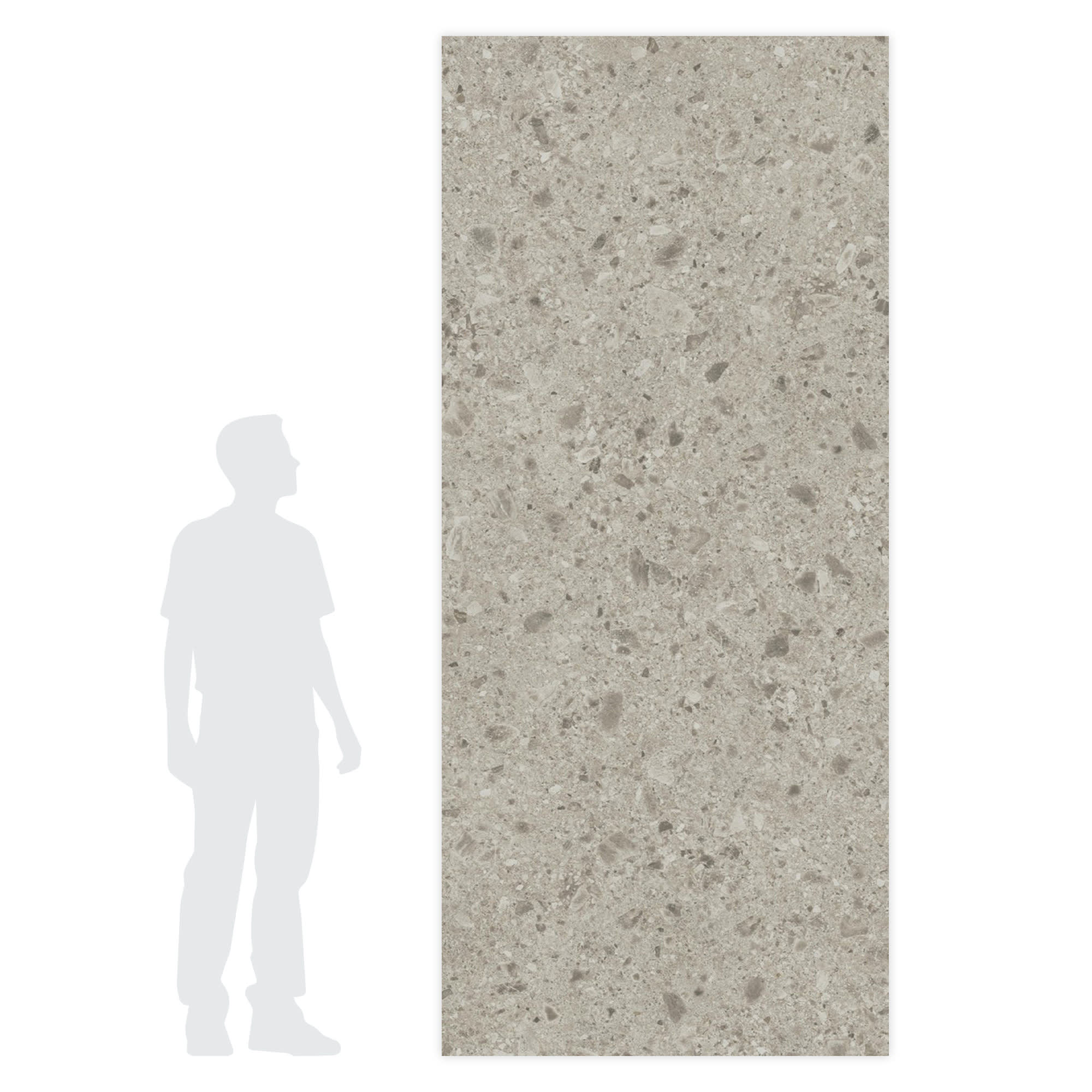 Carrelage effet Pierre Ceppo di Gré Gris Clair 278x120x0,6 cm Mat Massira - Mur intérieur