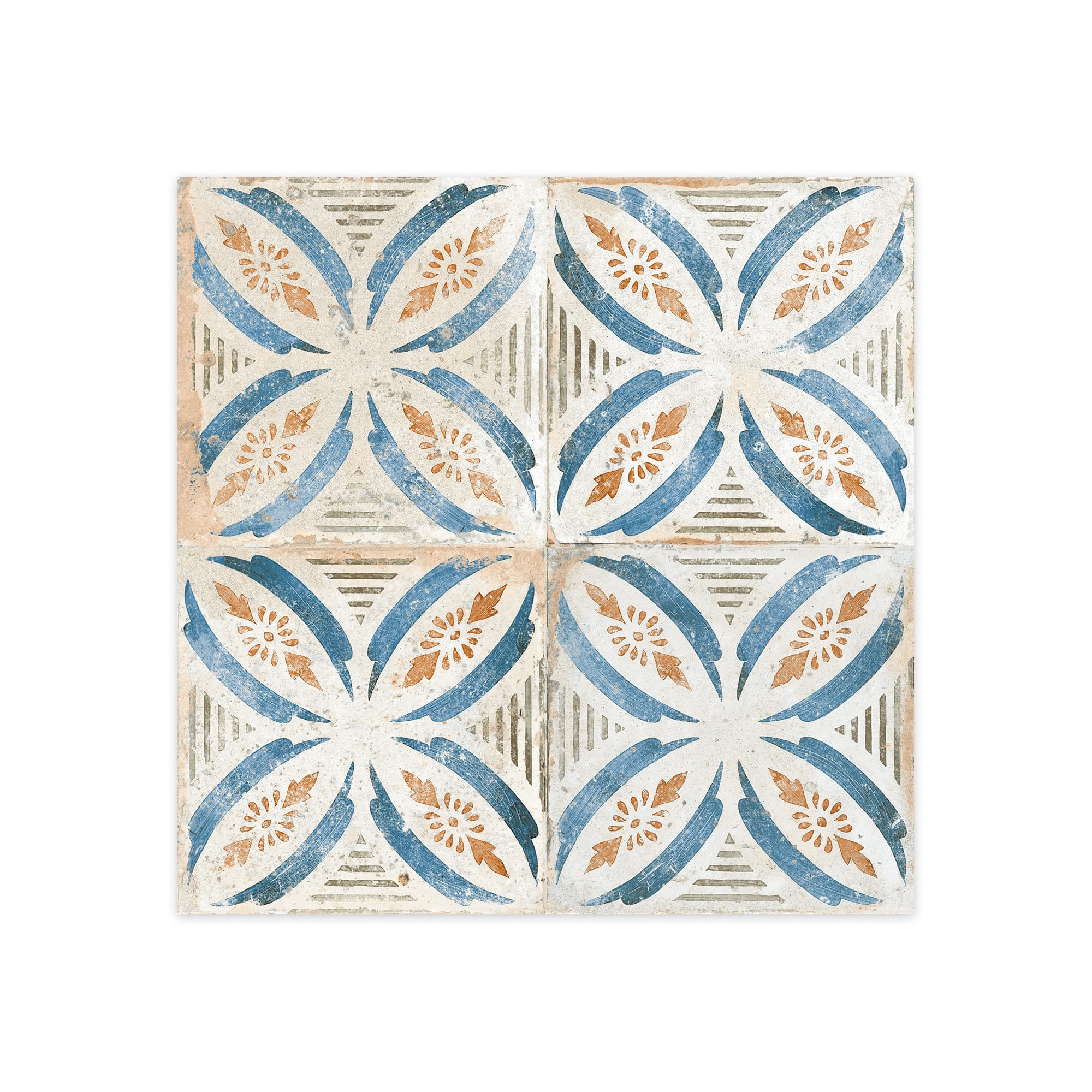 Carrelage Vintage effet Carreau ciment Bleu Arelate 45x45x0,95 cm Orlena - Sol et mur intérieur