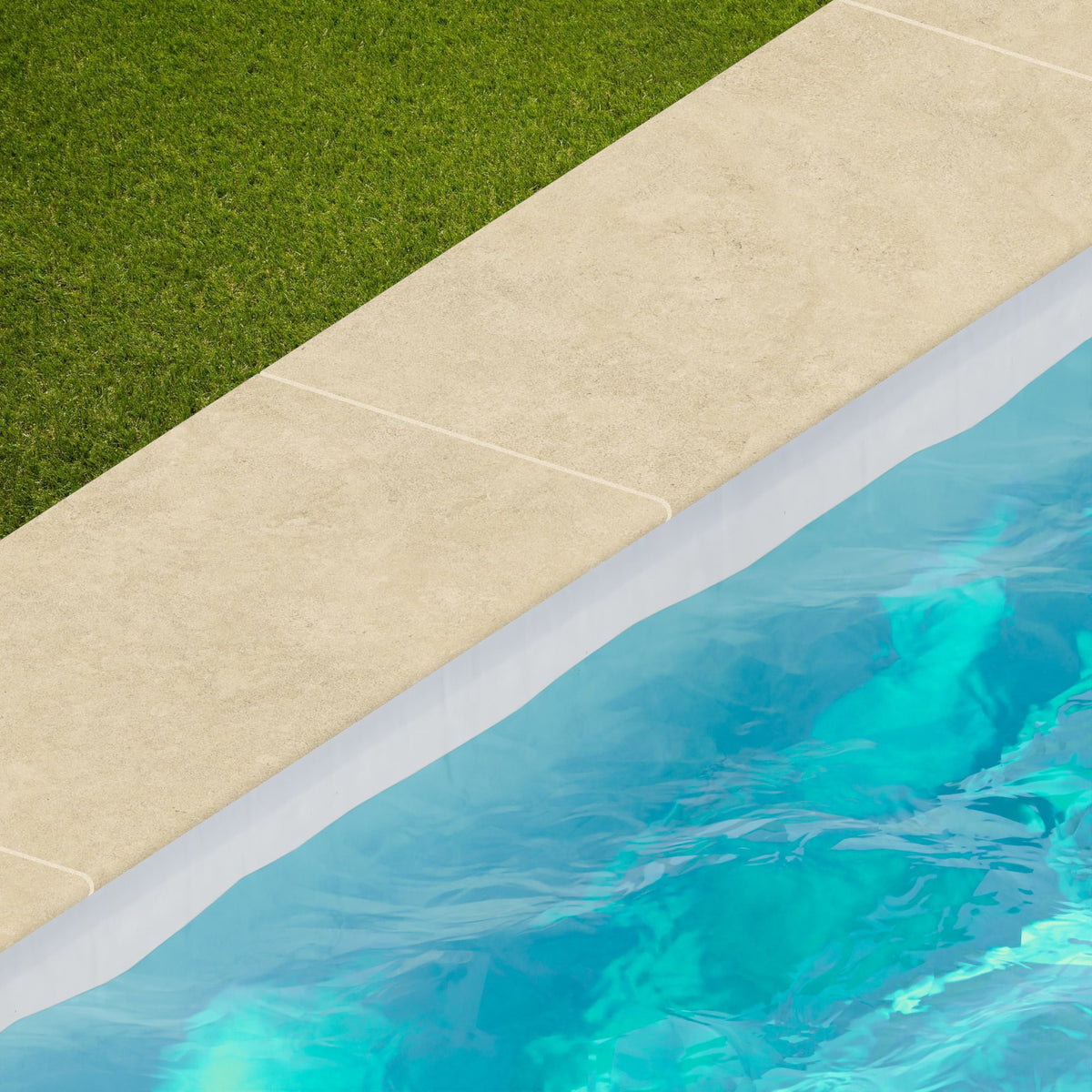 Margelle de piscine effet Pierre Calcaire Beige Sable 80x40x2 cm Bord 1/2 Rond Rocalta