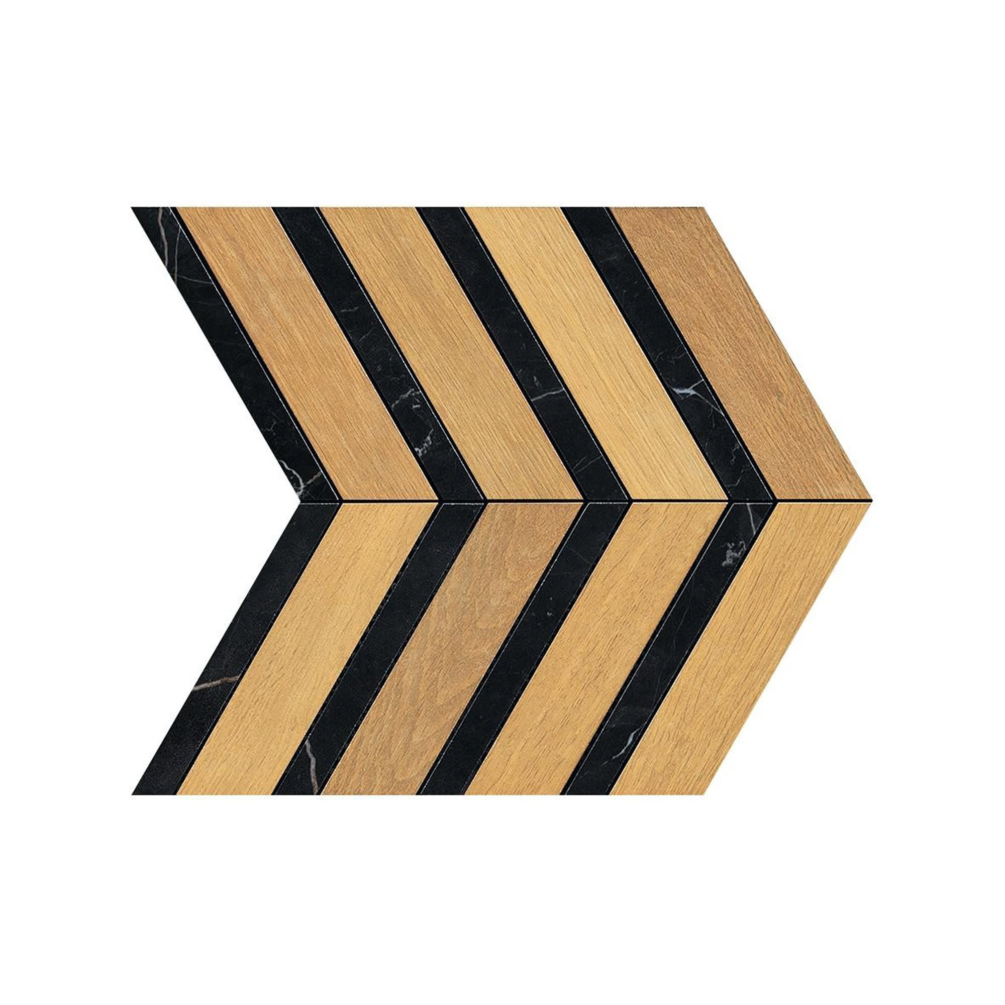 Carrelage effet Parquet Bois Chêne Brut Chevron Pointe de Hongrie 29,4x28,7x0,95 cm Mat Lorenta - Sol et mur intérieur