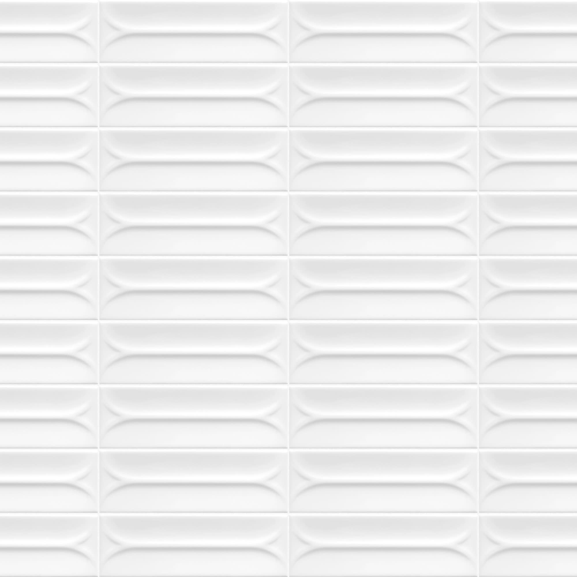 Carrelage 3D Blanc 14,6x4,8x0,8 cm Mireno - Mur intérieur