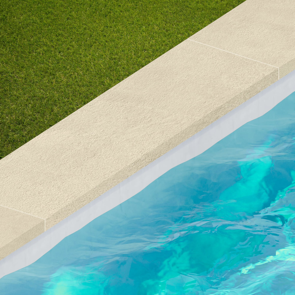 Margelle de piscine effet Béton Beige Chanvre 120x33x2 cm Bord Droit avec retombée Talvoro