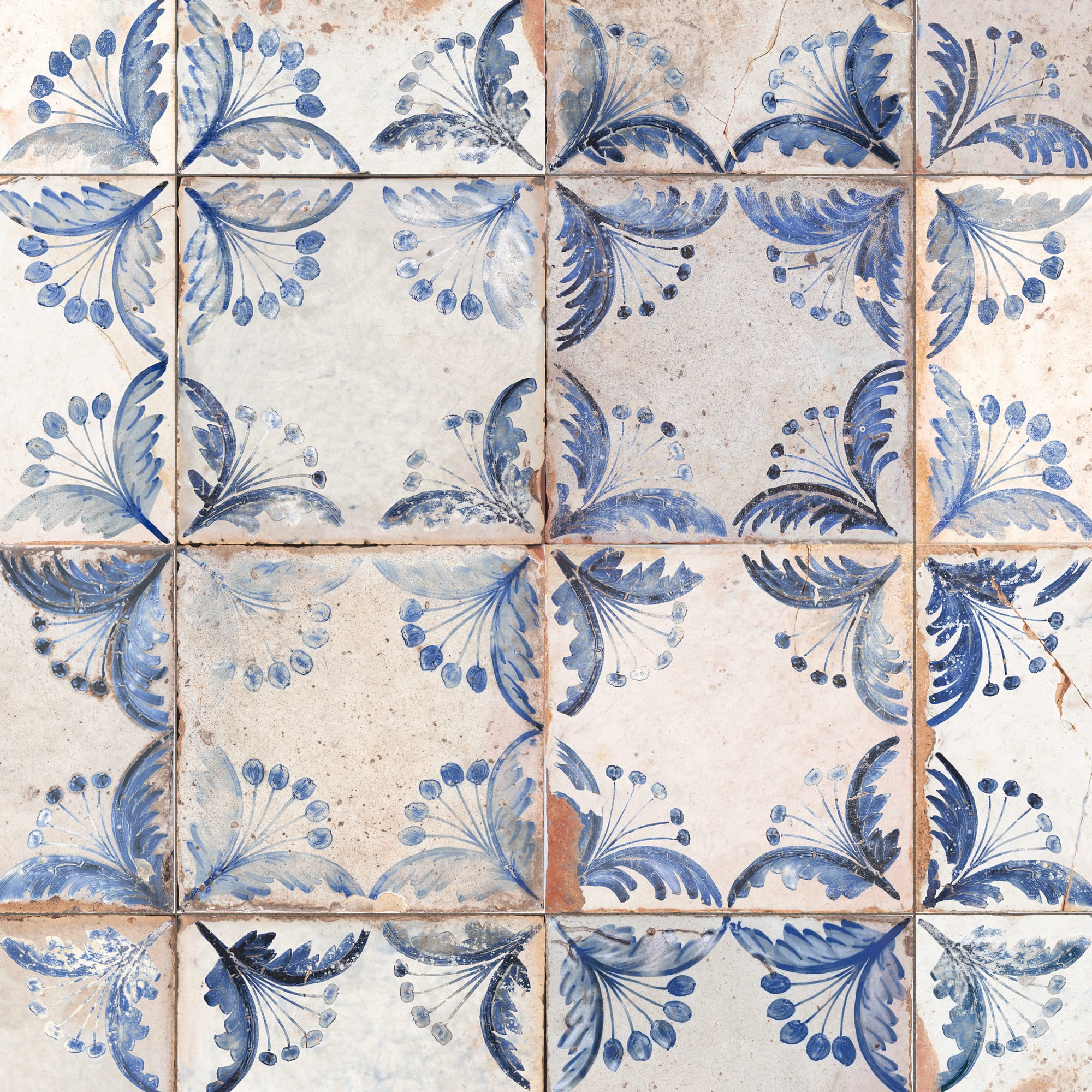 Carrelage Vintage Bleu Flor 33x33x0,95 cm Rhodes - Sol et mur intérieur