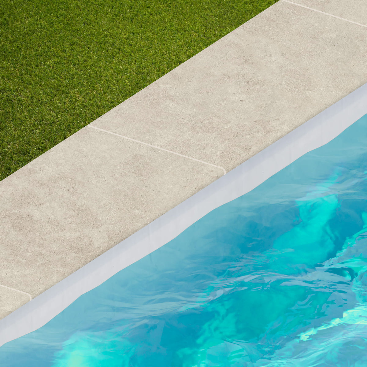 Margelle de piscine effet Pierre Calcaire Gris Brume 80x40x2 cm Bord 1/2 Rond Rocalta