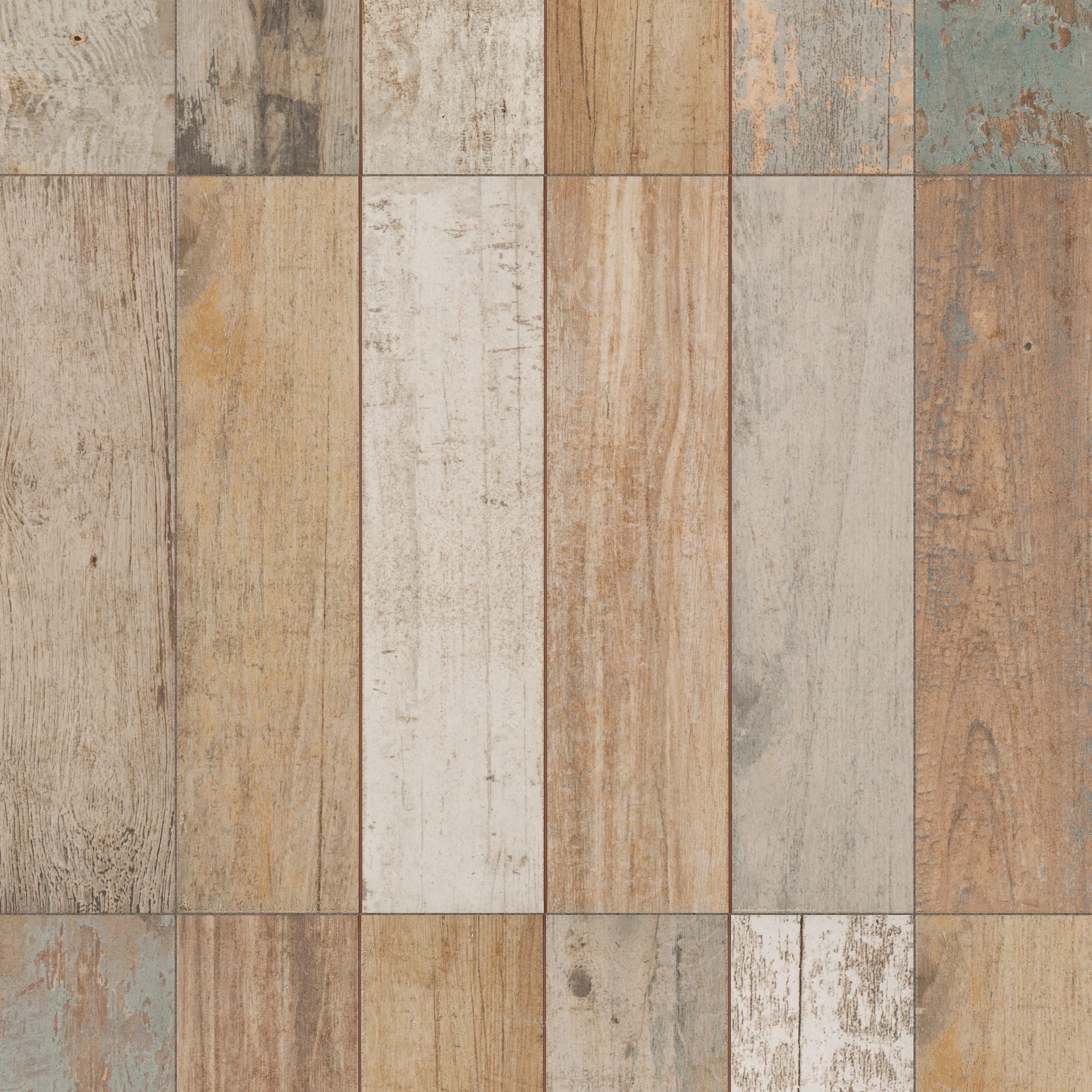 Carrelage Vintage effet Bois Multicolore 45x45x0,95 cm Armelia - Sol et mur intérieur