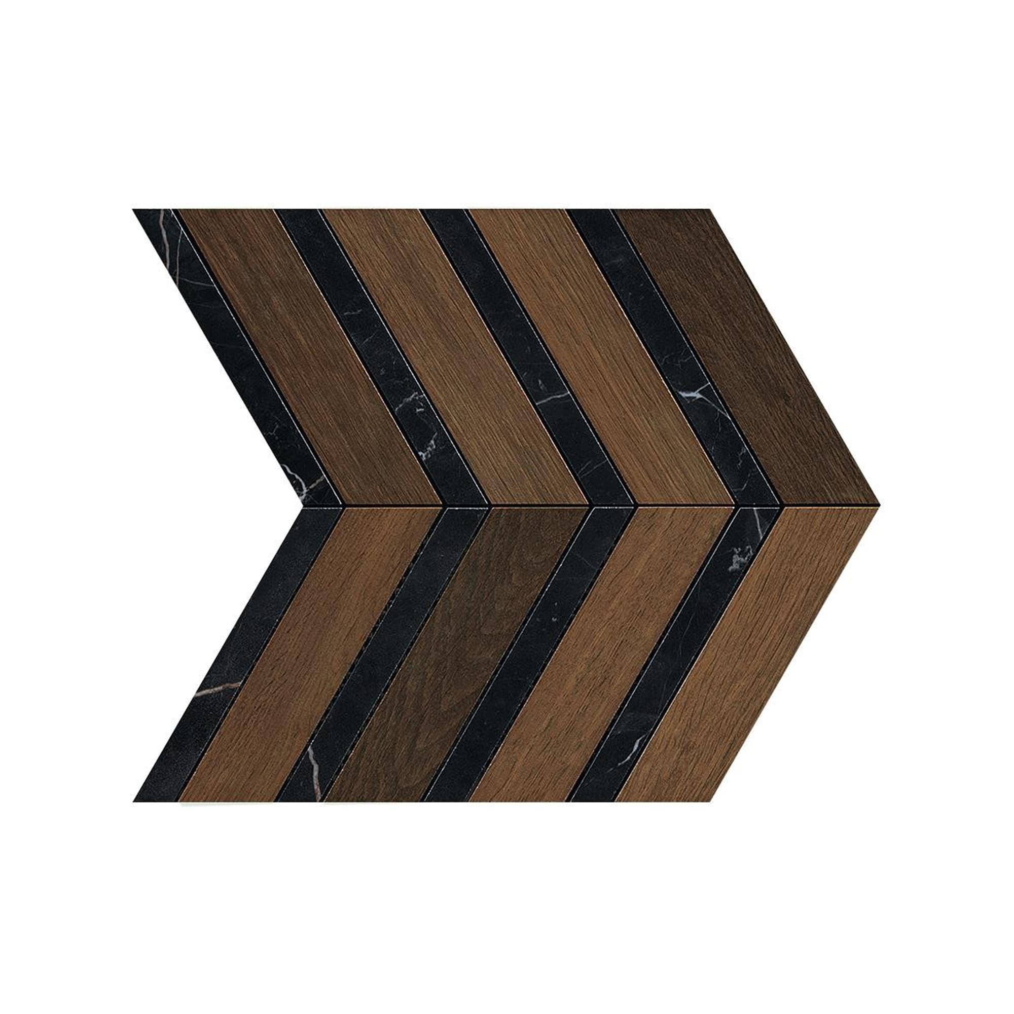 Carrelage effet Parquet Bois Chêne Cuir Chevron Pointe de Hongrie 29,4x28,7x0,95 cm Mat Lorenta - Sol et mur intérieur