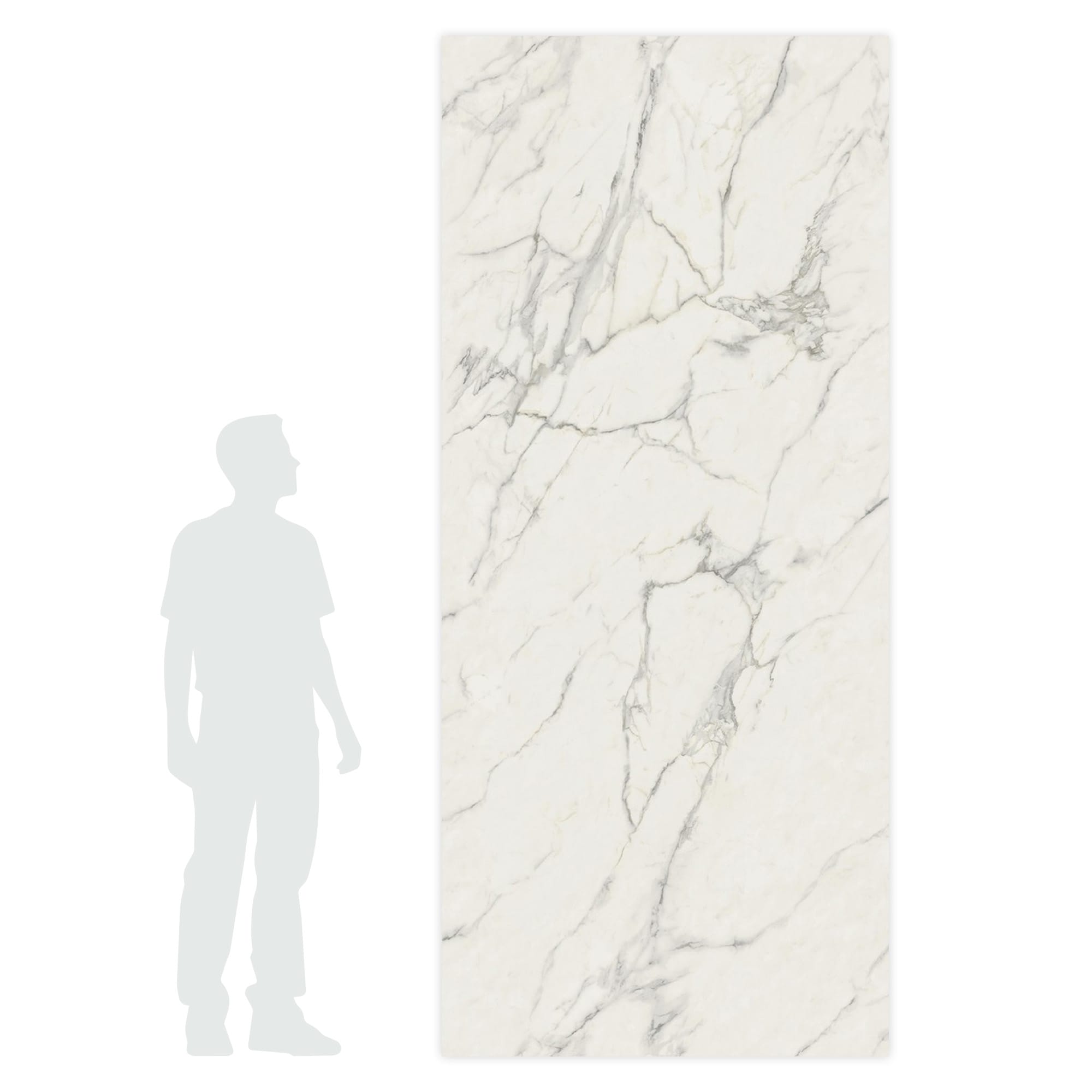 Carrelage effet Marbre Blanc Calacatta Extra Veinage continu 278x120x0,6 cm Brillant Clarenza - Mur intérieur