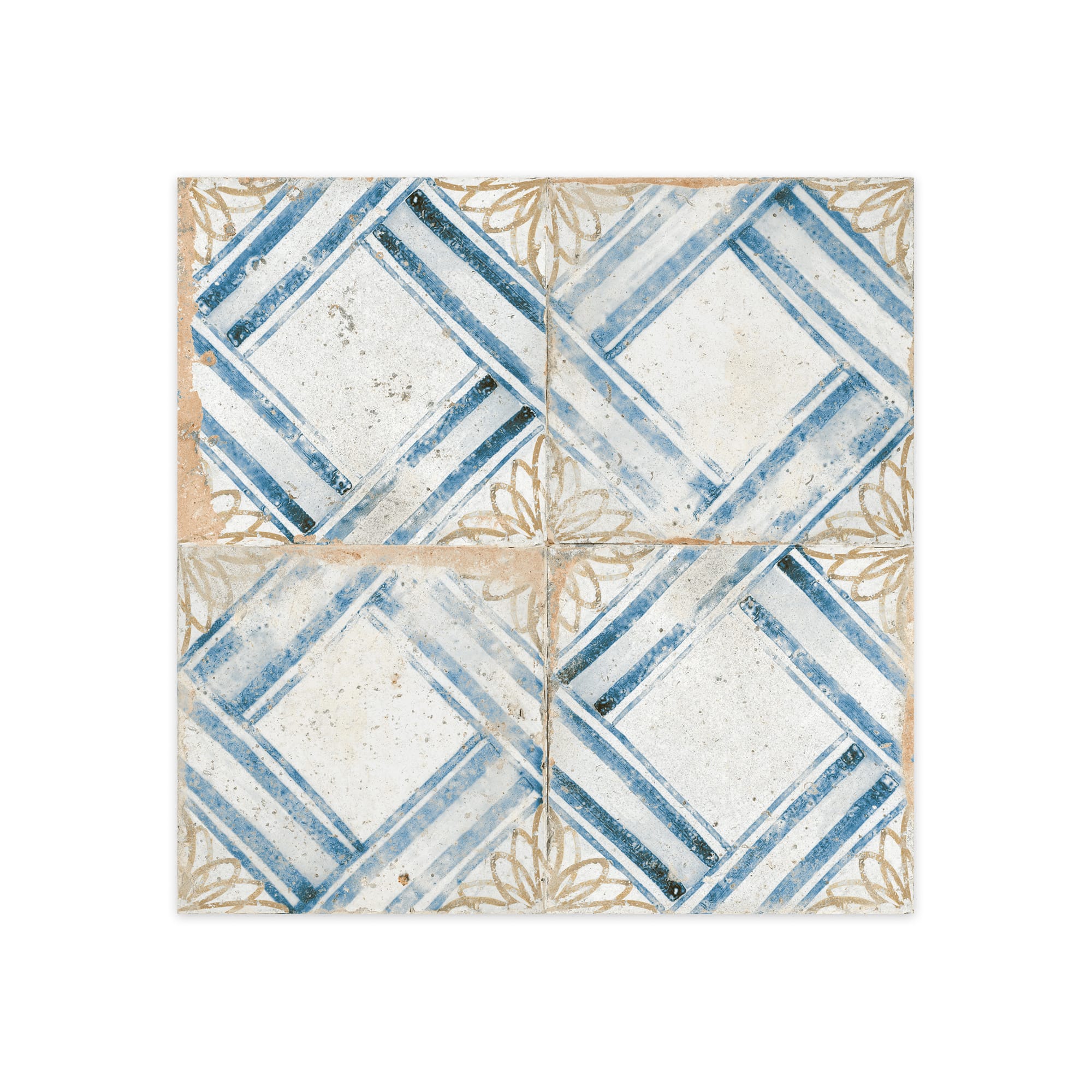 Carrelage Vintage effet Carreau ciment Bleu Numantia 45x45x0,95 cm Orlena - Sol et mur intérieur
