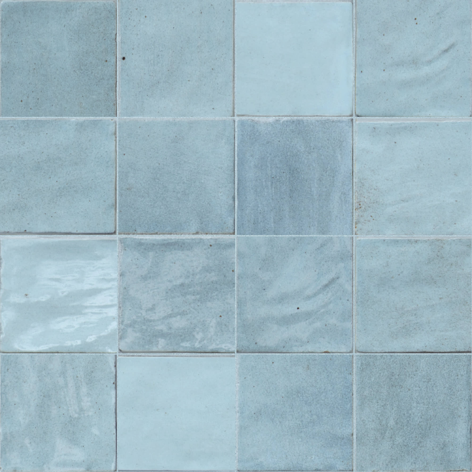 Carrelage effet Zellige Bleu Clair 10x10x0,85 cm Brillant Orisel - Mur intérieur