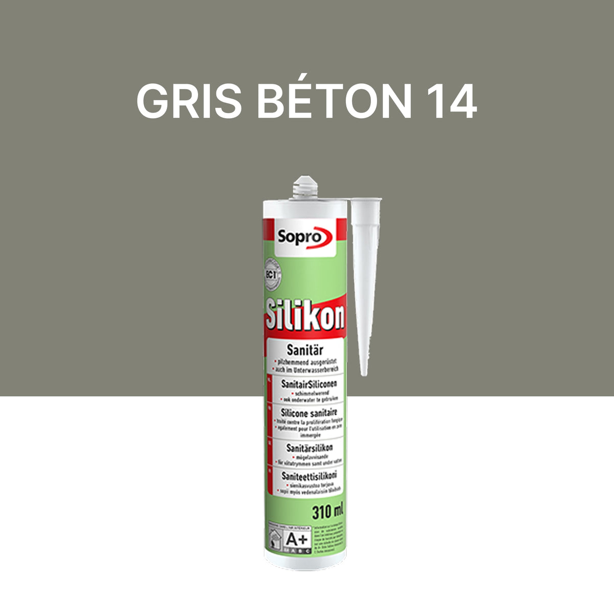 Mastic silicone spécial piscine - Gris béton 14 - 310 ml
