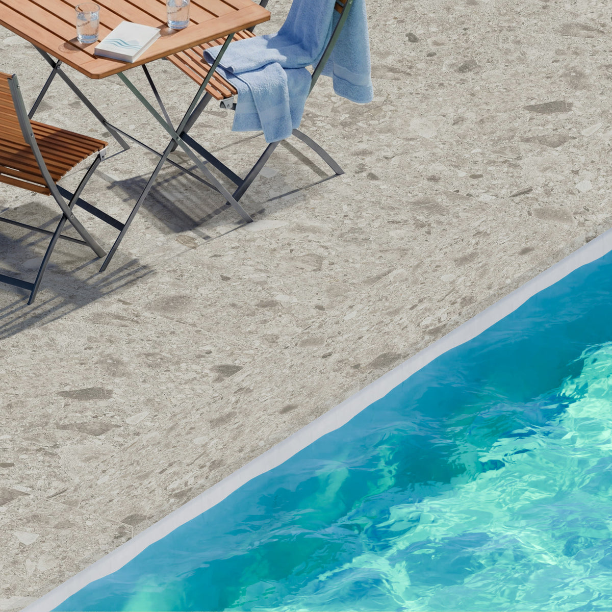 Margelle de piscine effet Pierre Ceppo di Gré Gris Clair 120x33x2 cm Bord Droit avec retombée Massira