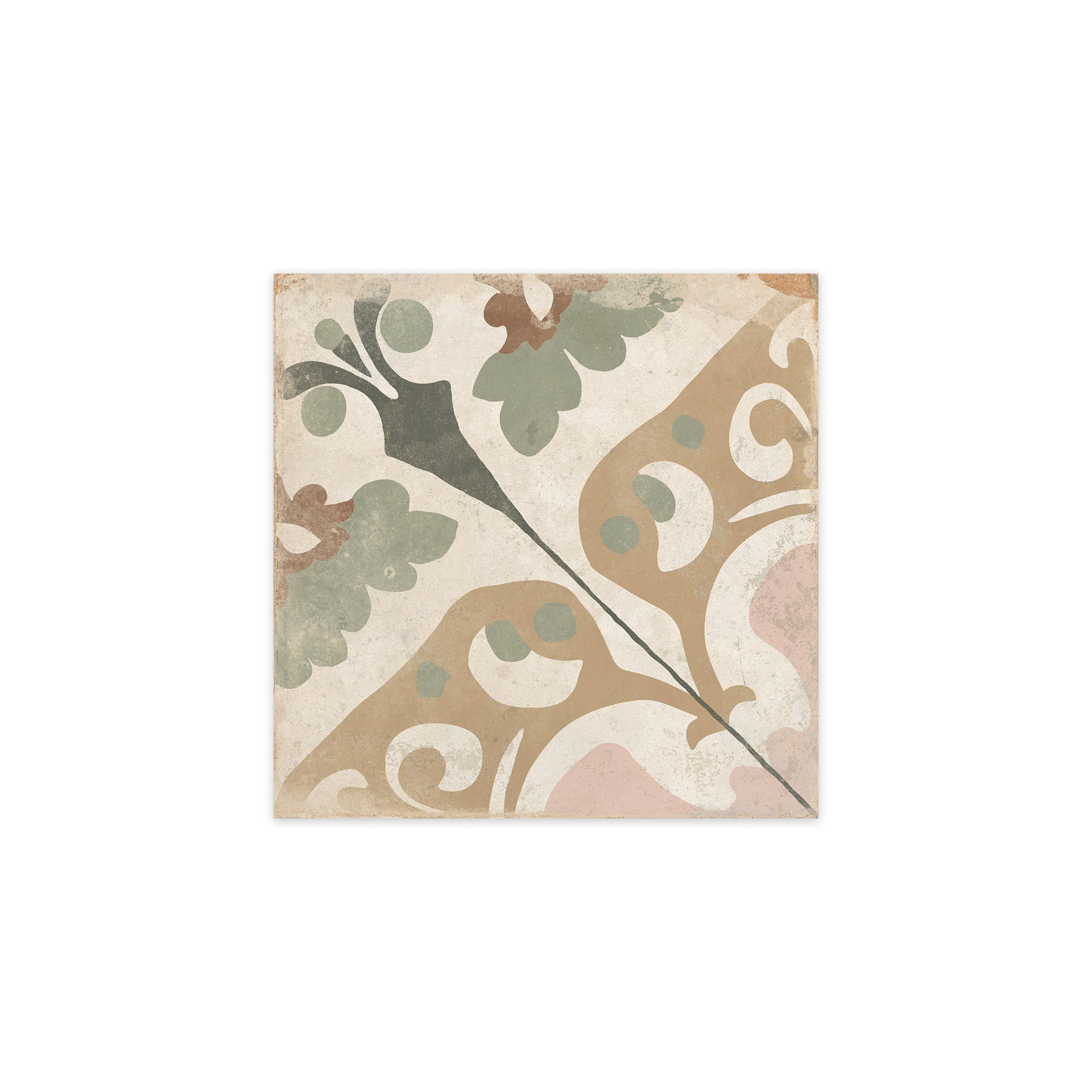 Carrelage Vintage effet Carreau ciment Argile 22,3x22,3x0,9 cm Virelia - Sol et mur intérieur