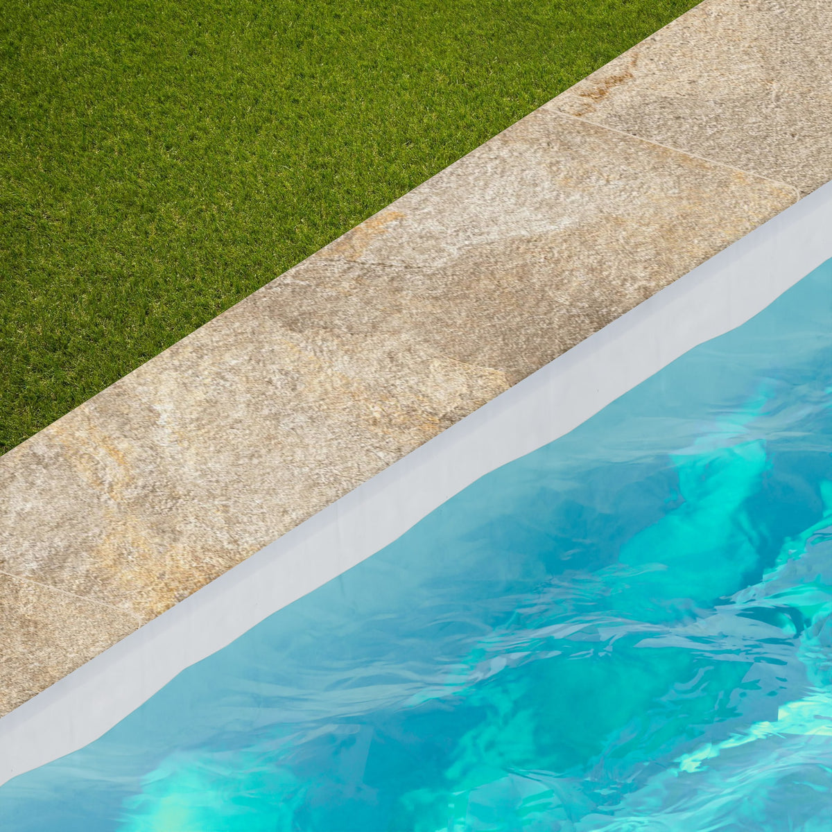 Margelle de piscine effet Pierre Quartzite Beige Doré 120x33x2 cm Bord 1/2 Rond Salvero