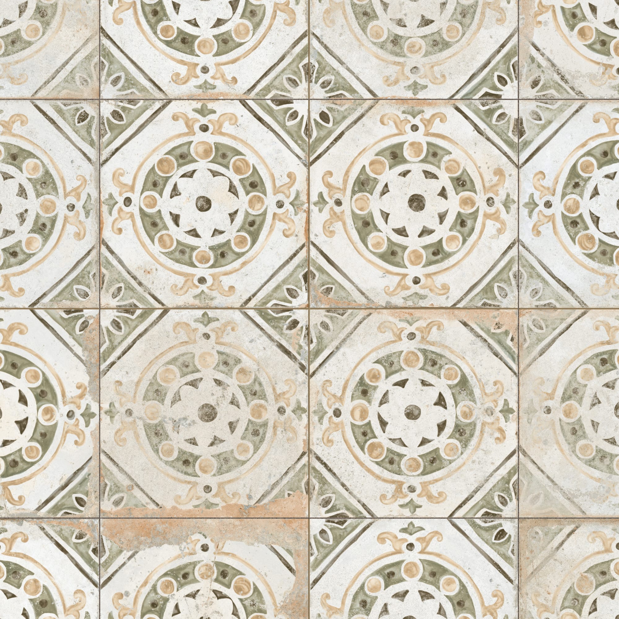 Carrelage Vintage effet Carreau ciment Multicolore Tingis 45x45x0,95 cm Velora - Sol et mur intérieur