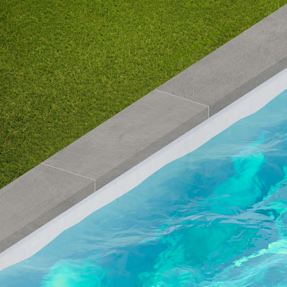 Margelle de piscine effet Béton Gris Cendré 60x20x2 cm Bord Droit avec retombée Gravino