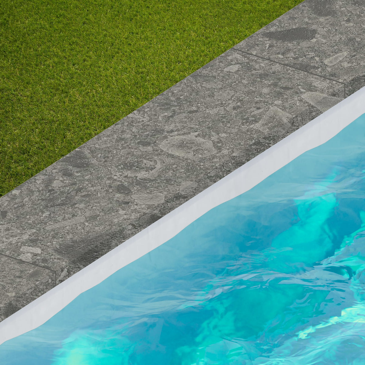 Margelle de piscine effet Pierre Ceppo di Gré Gris Foncé 120x33x2 cm Bord Droit avec retombée Massira