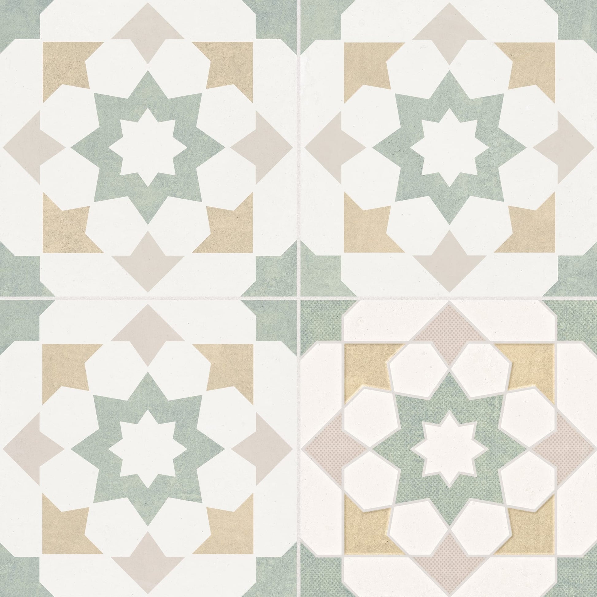 Carrelage effet Carreau ciment Rovano Vert 22,3x22,3x0,9 cm Elior - Sol et mur intérieur