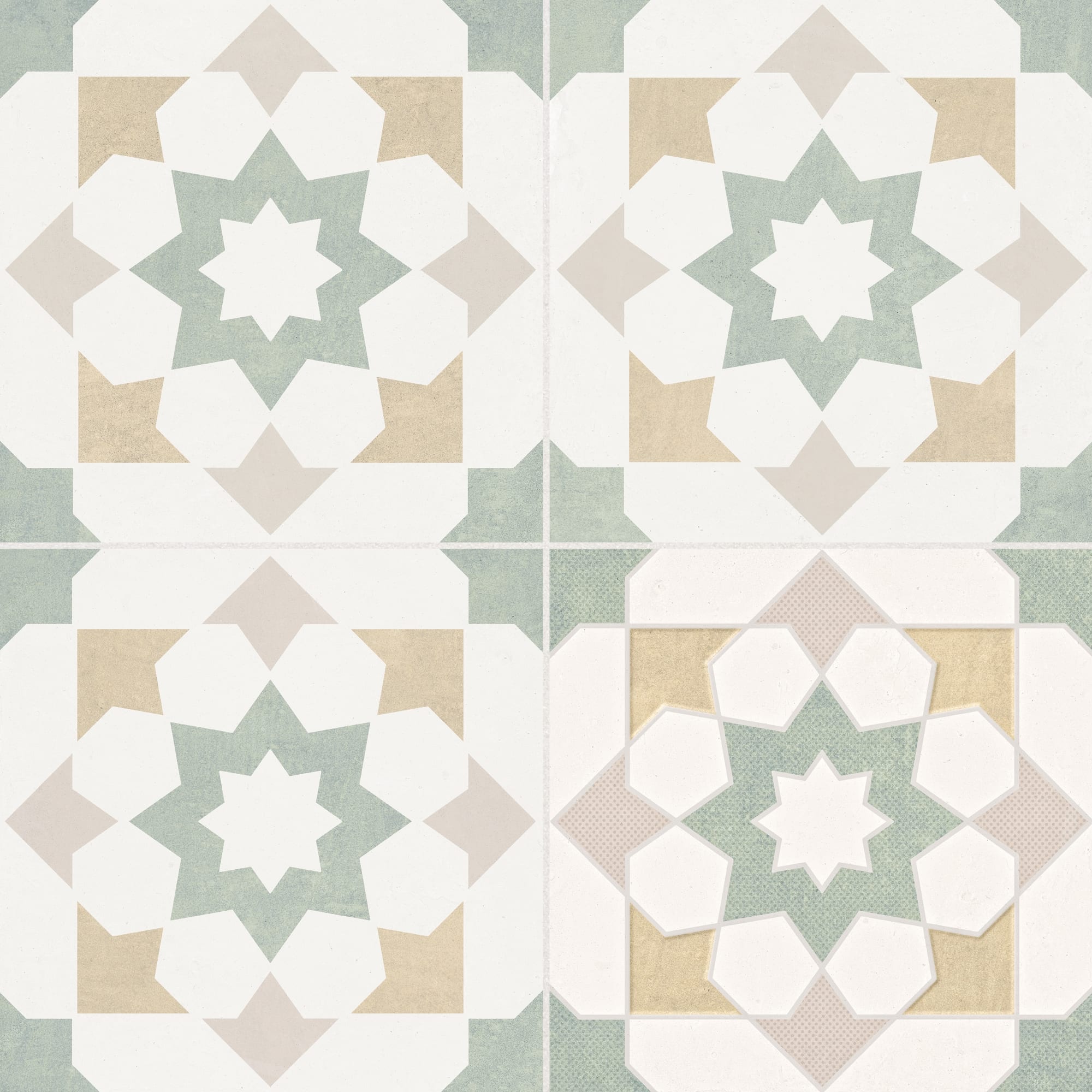 Carrelage effet Carreau ciment Rovano Vert 22,3x22,3x0,9 cm Elior - Sol et mur intérieur