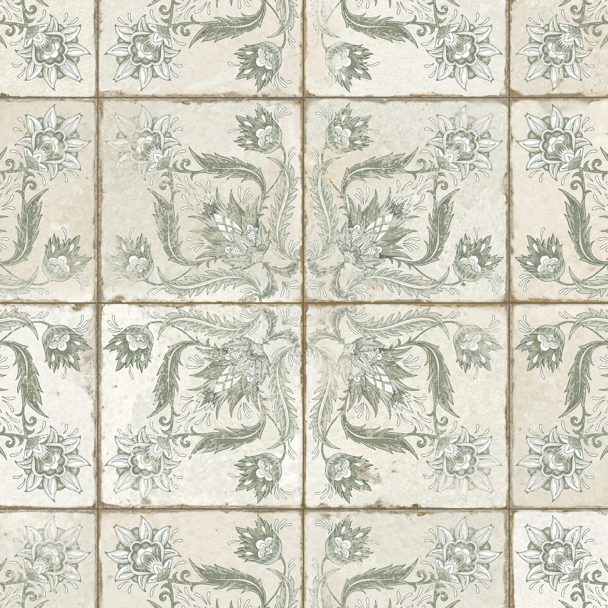 Carrelage Vintage Vert Leptis 45x45x0,95 cm Camoria - Sol et mur intérieur